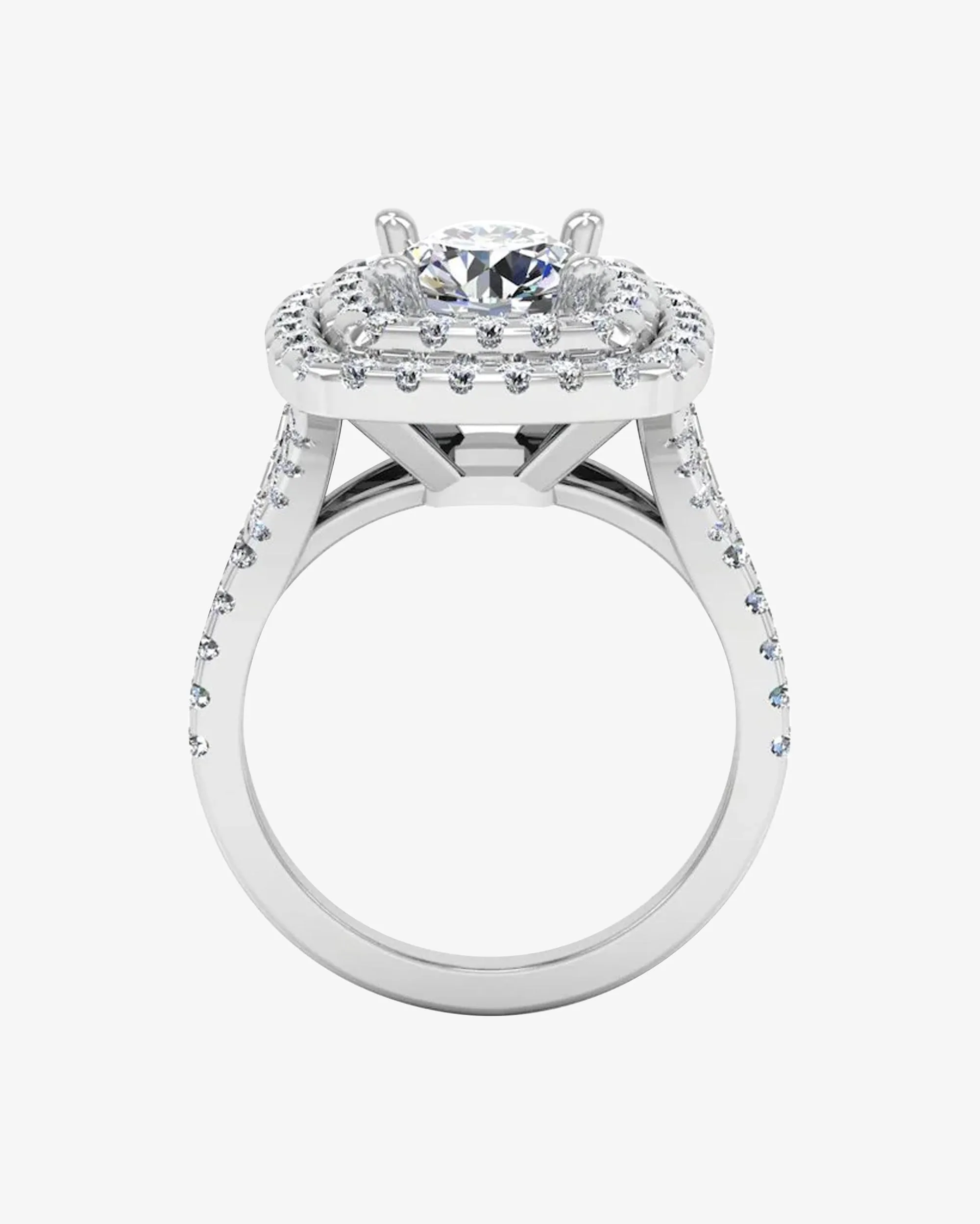 Round Brilliant Double Halo Moissanite Engagement Ring - in 14k gold (view 6 of 8)