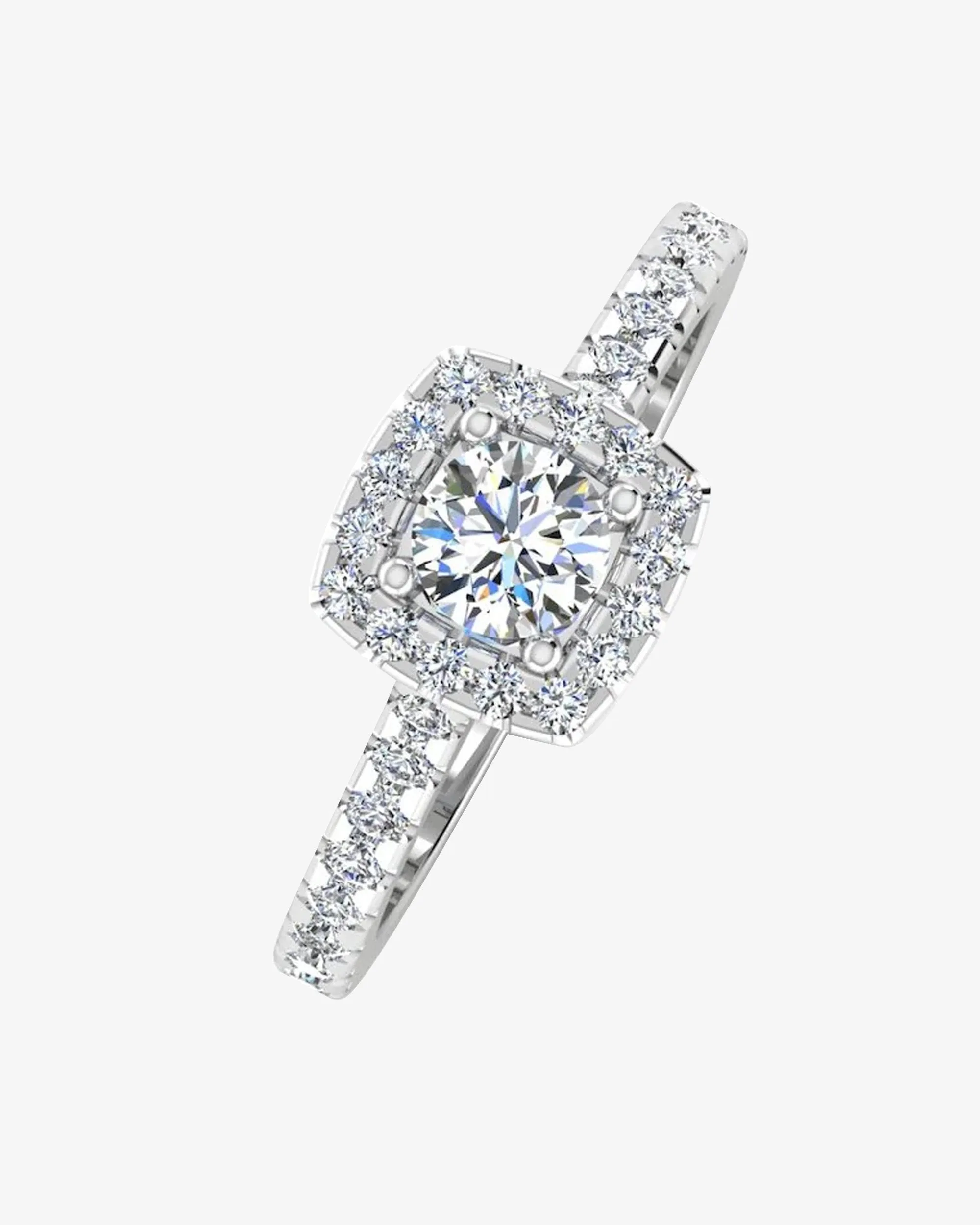 Round Brilliant Rectangle Halo Moissanite Engagement Ring - in 14k gold (view 4 of 7)