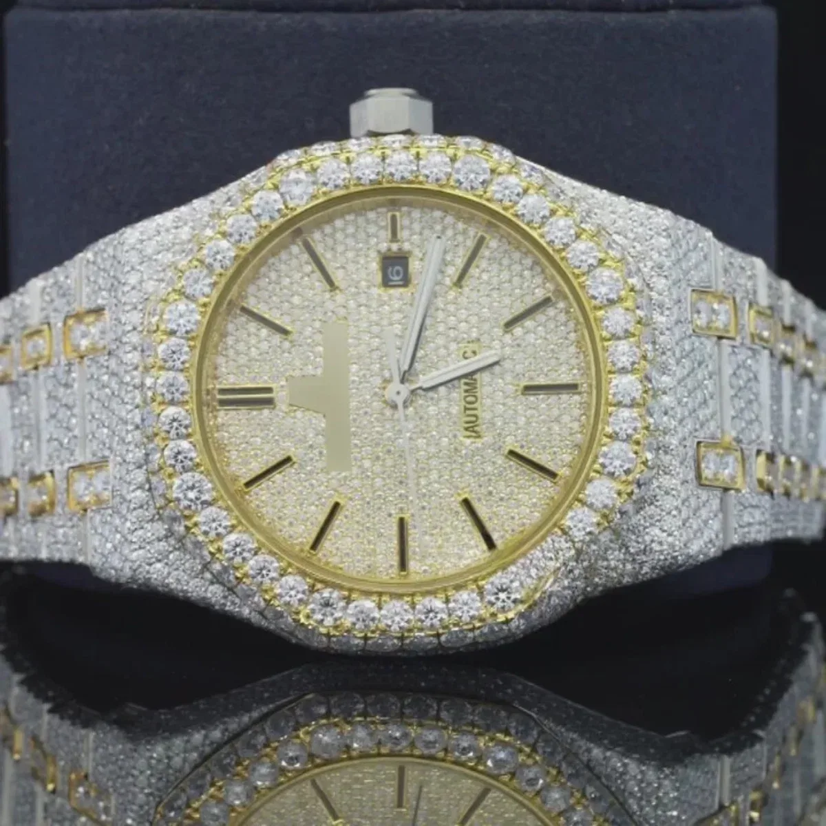 Round Dial Automatic Date Window Moissanite Watch For Men (view 5 of 8)
