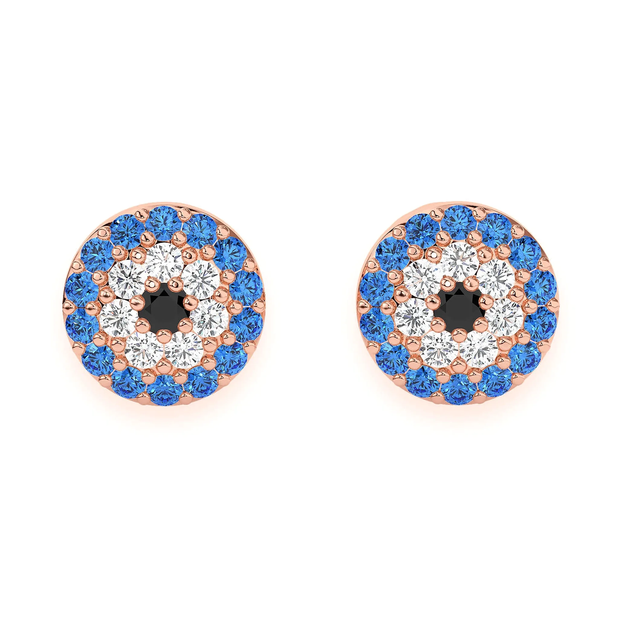 Round Evil Eye Diamond Studs - earrings in yellow gold (view 5 of 6)