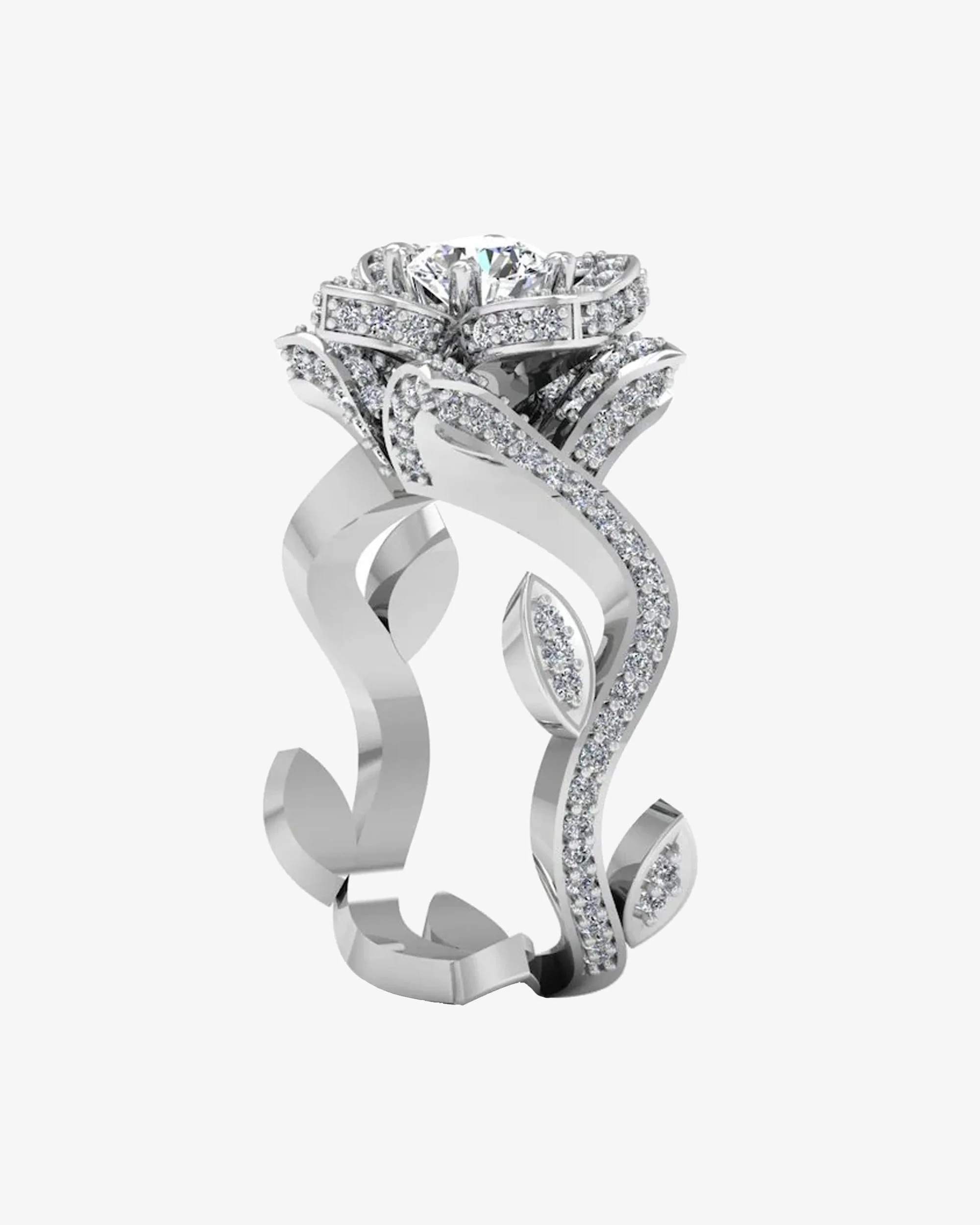 Round Floral Antique Moissanite Engagement Ring - in 14k gold (view 3 of 7)