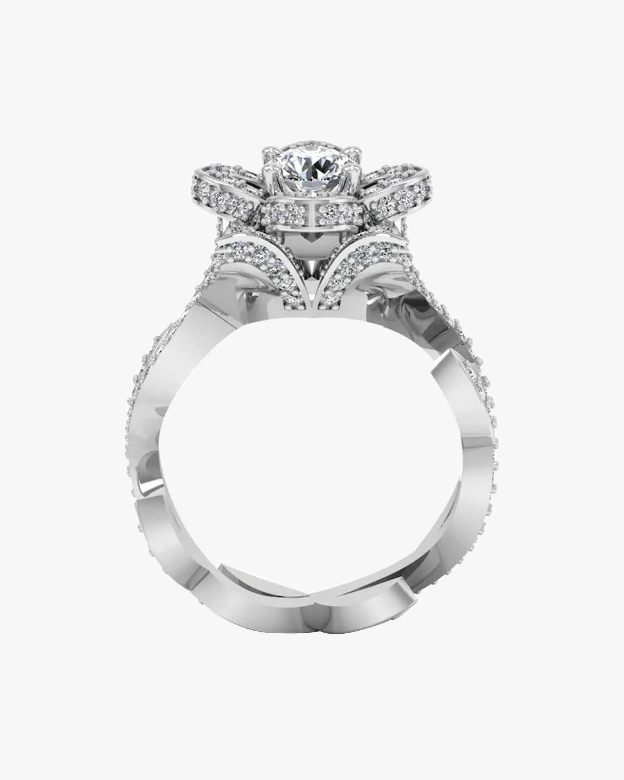Round Floral Antique Moissanite Engagement Ring - in 14k gold (view 5 of 7)