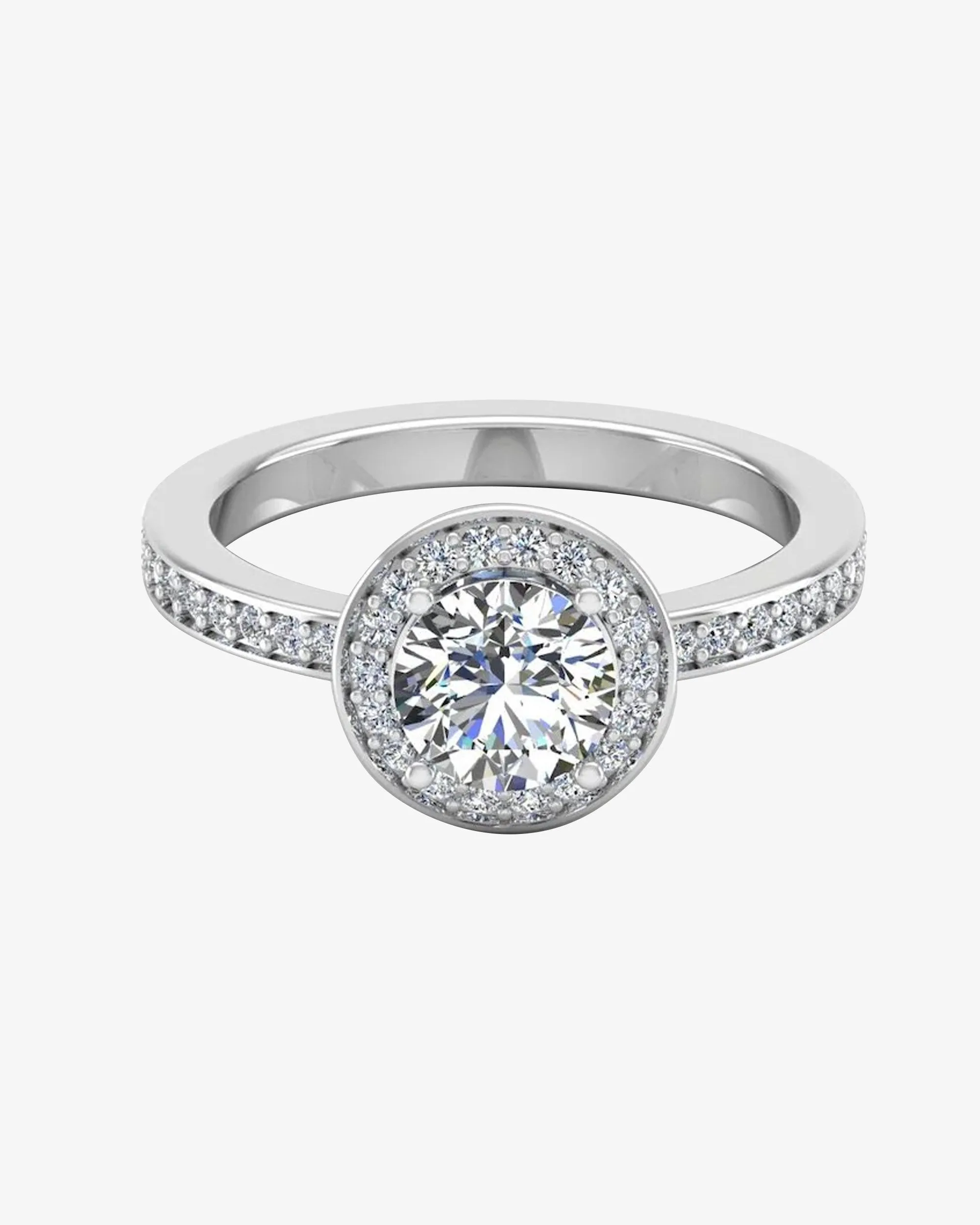 Round Halo Channel Set Moissanite Engagement Ring - in 14k gold (view 2 of 7)