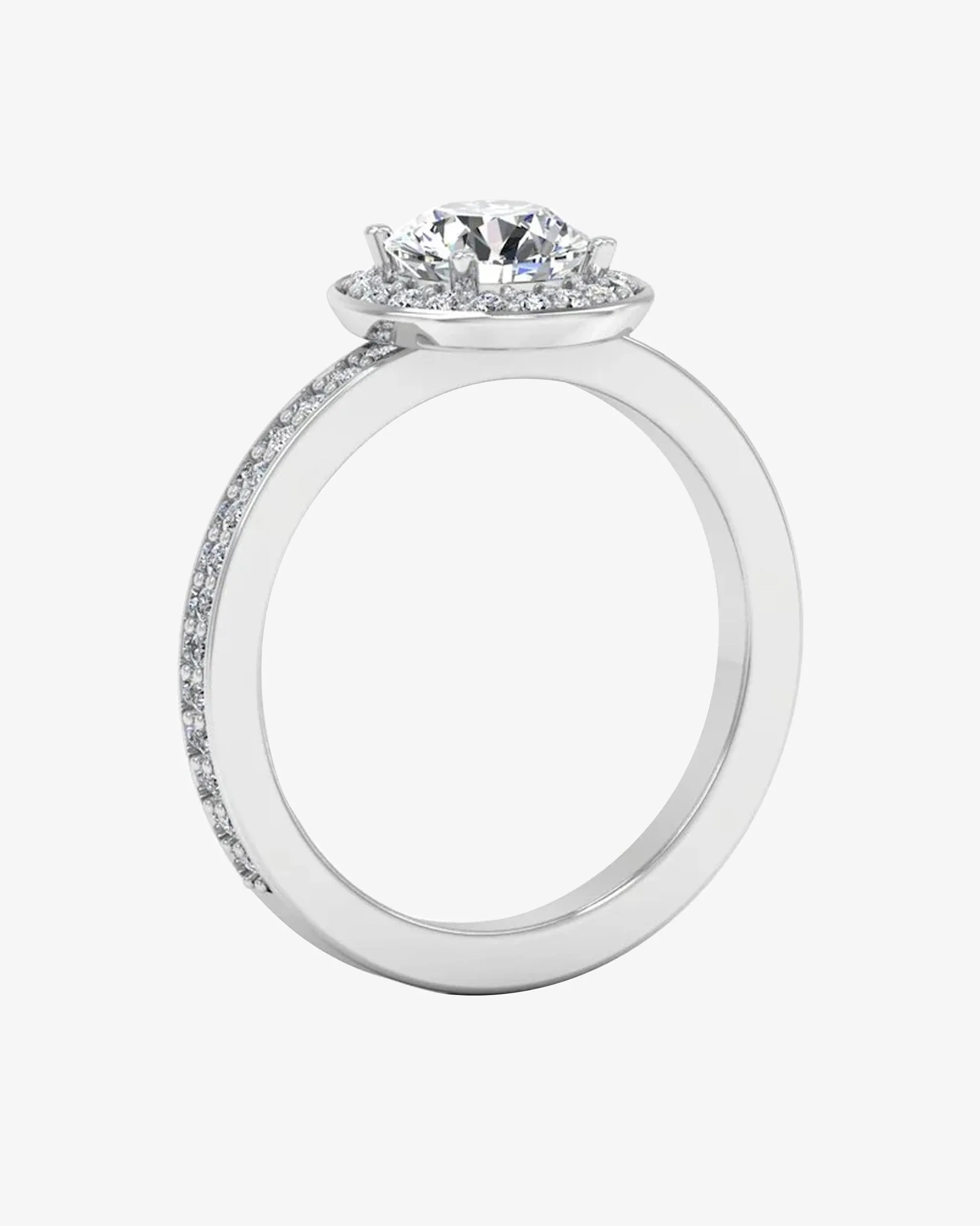 Round Halo Channel Set Moissanite Engagement Ring - in 14k gold (view 3 of 7)