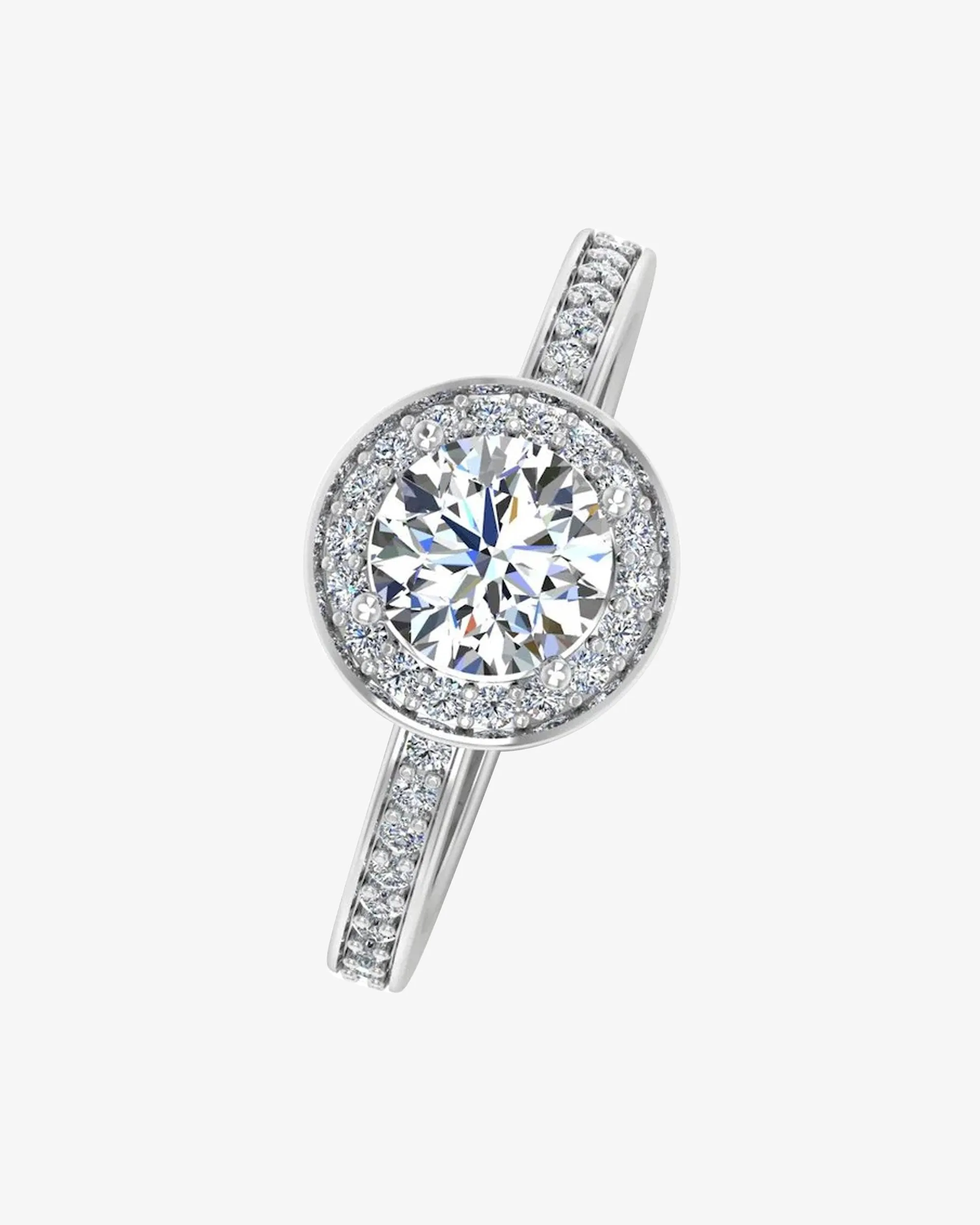 Round Halo Channel Set Moissanite Engagement Ring - in 14k gold (view 4 of 7)