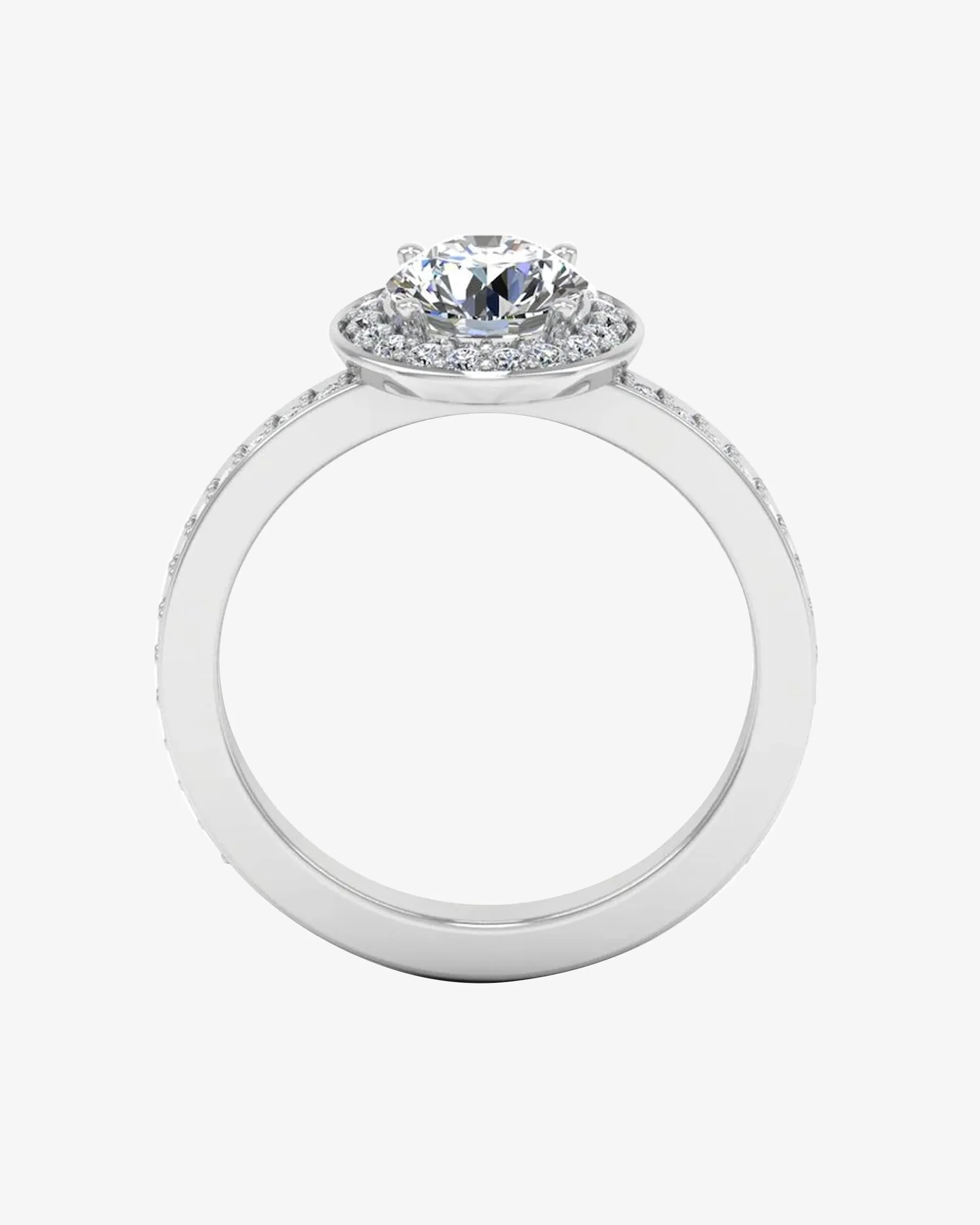 Round Halo Channel Set Moissanite Engagement Ring - in 14k gold (view 5 of 7)