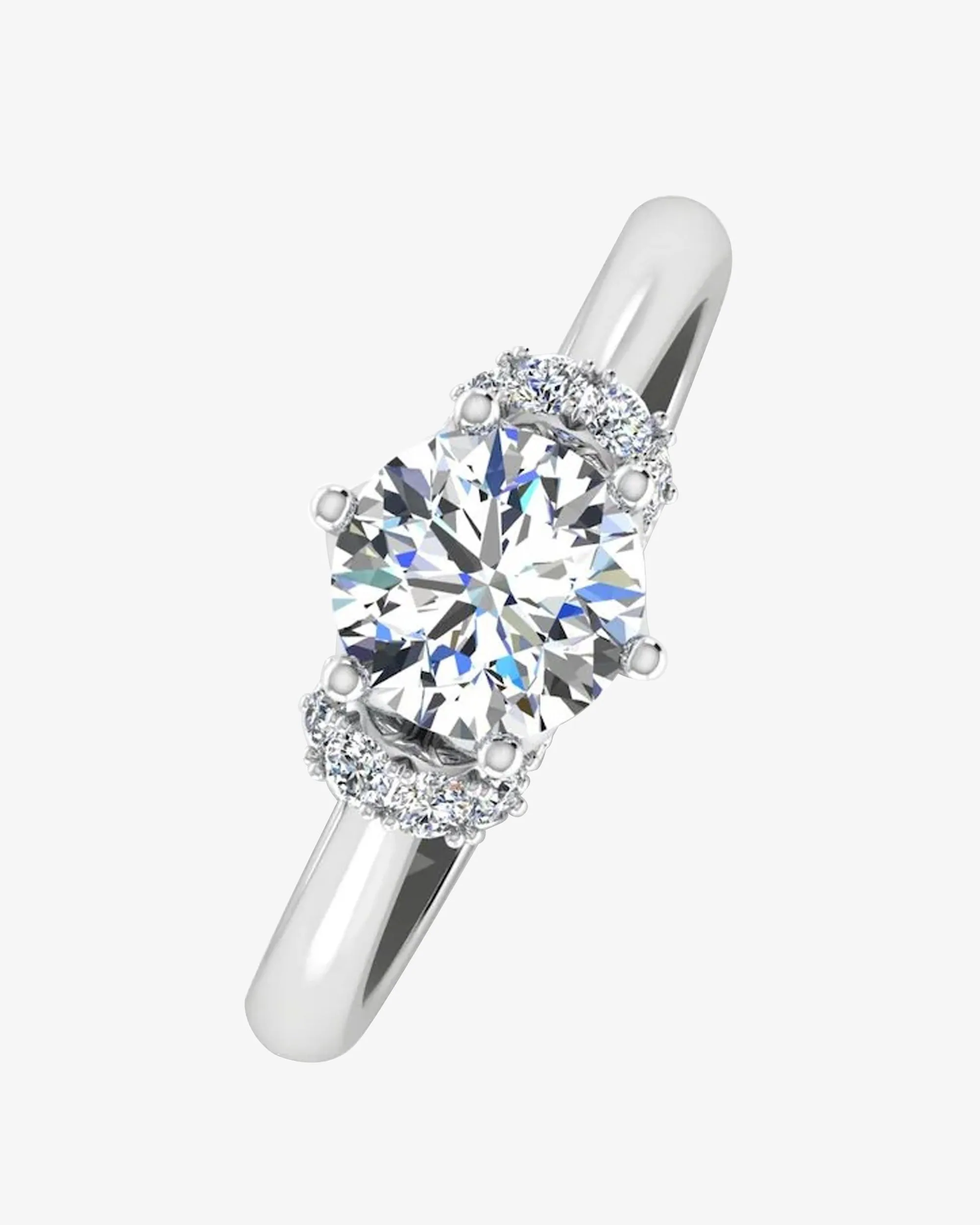 Round Tulip Bezel Halo Moissanite Engagement Ring - in 14k gold (view 4 of 8)