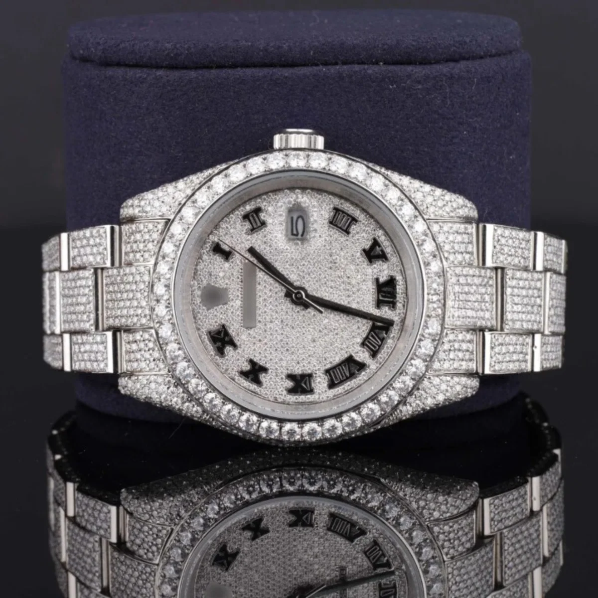 Full Iced Out Diamond Oyster Roman Dial Automatic Moissanite Watch (view 2 of 5)