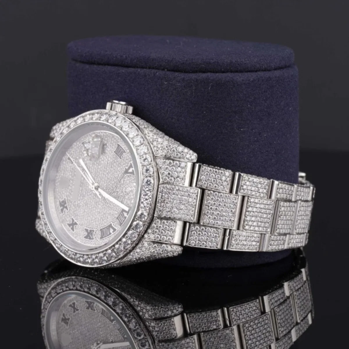 Full Iced Out Diamond Oyster Roman Dial Automatic Moissanite Watch (view 4 of 5)