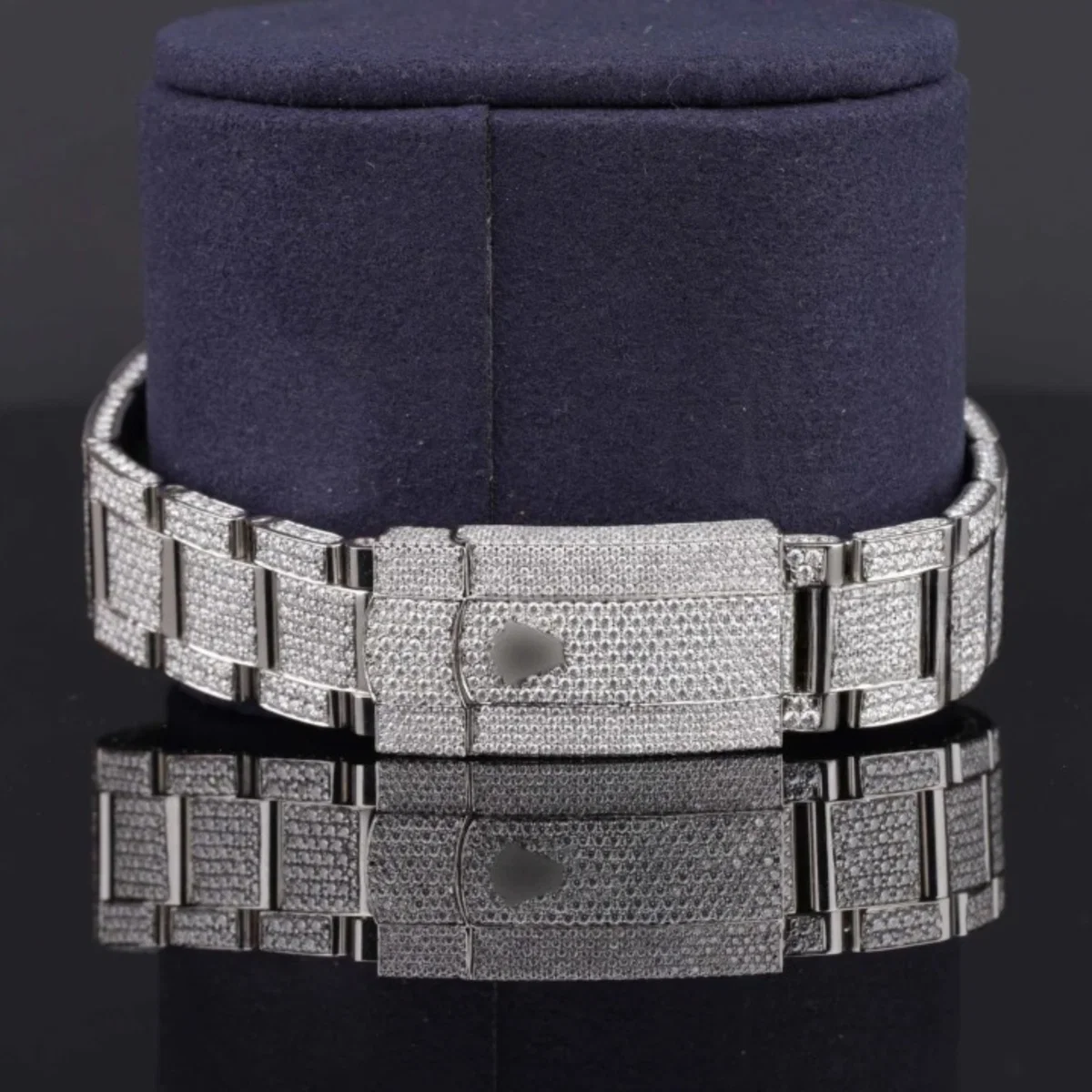 Full Iced Out Diamond Oyster Roman Dial Automatic Moissanite Watch (view 5 of 5)