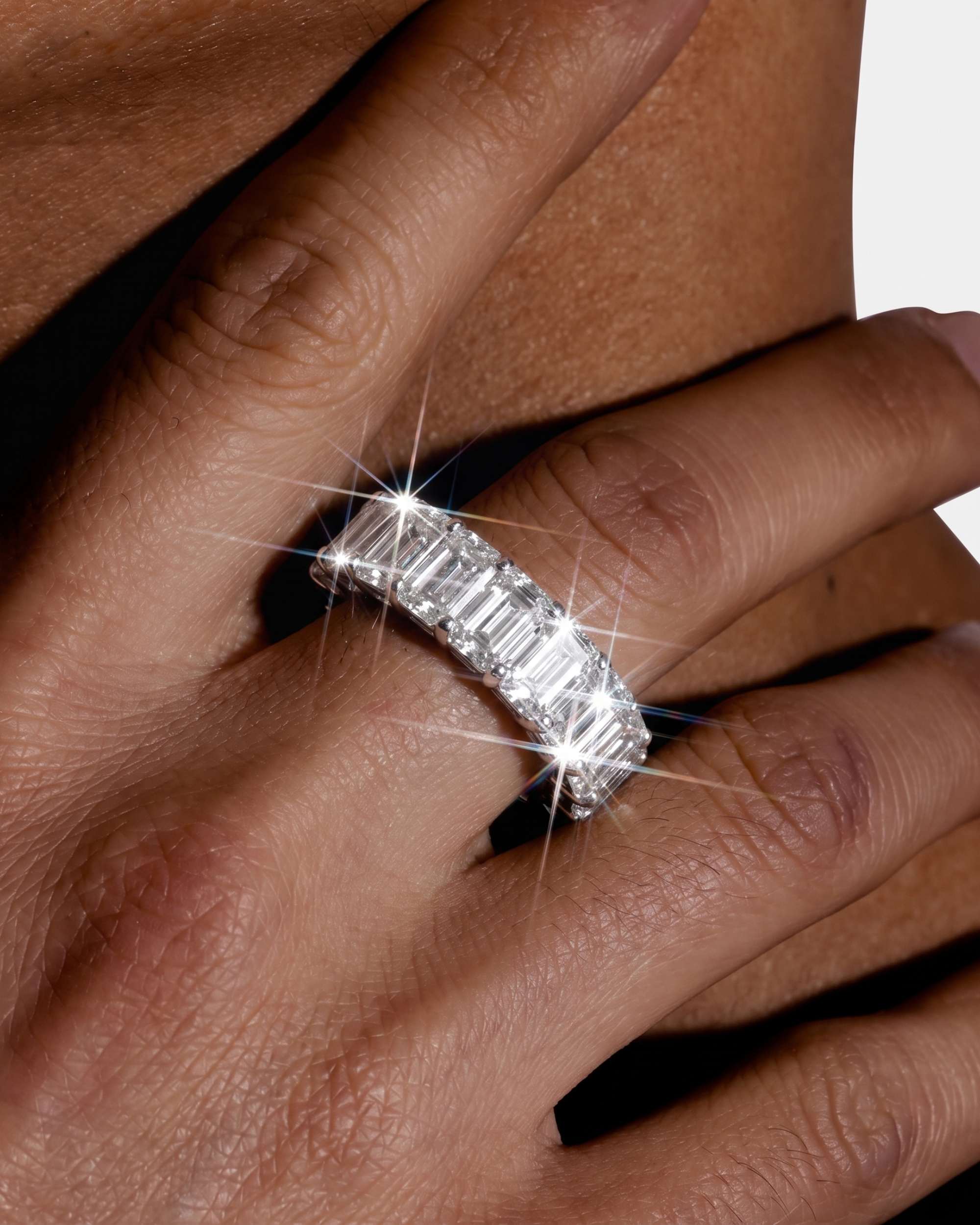Moissanite Baguette Band Ring 14K Gold (view 2 of 18)
