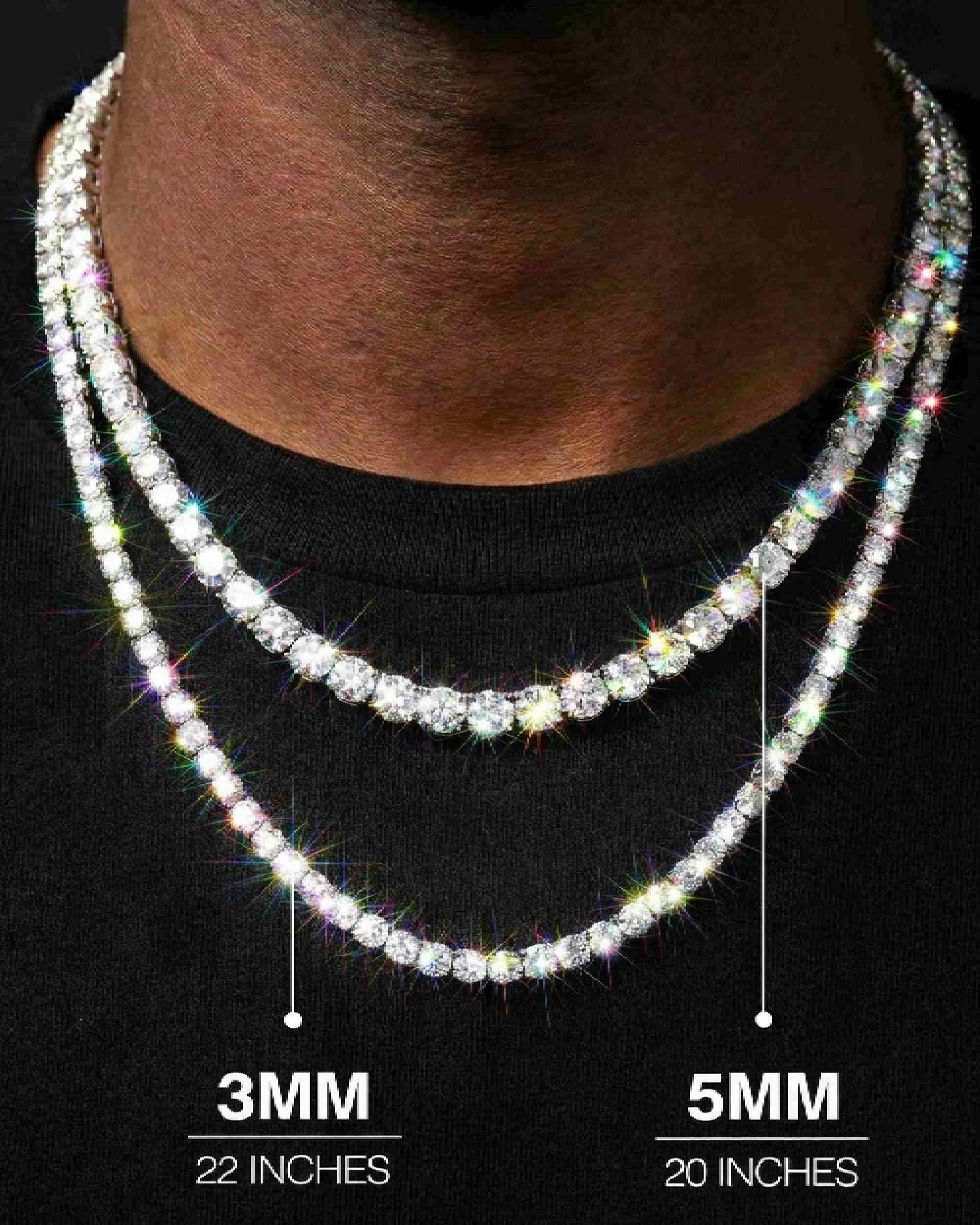 S925 Silver Moissanite Tennis Chain 14K Gold (ALL SIZES) (view 2 of 24)