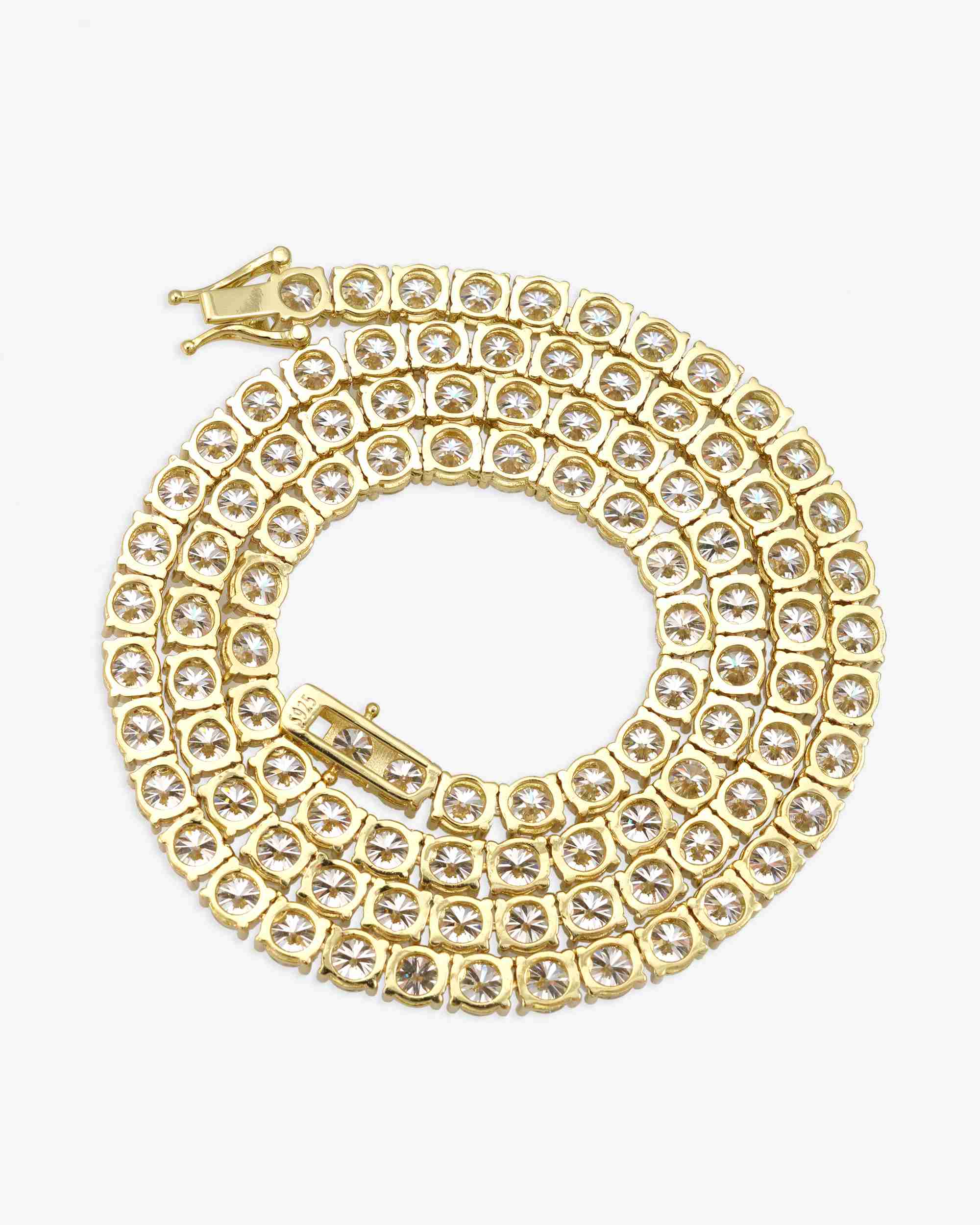 S925 Silver Moissanite Tennis Chain 14K Gold (ALL SIZES) (view 18 of 24)