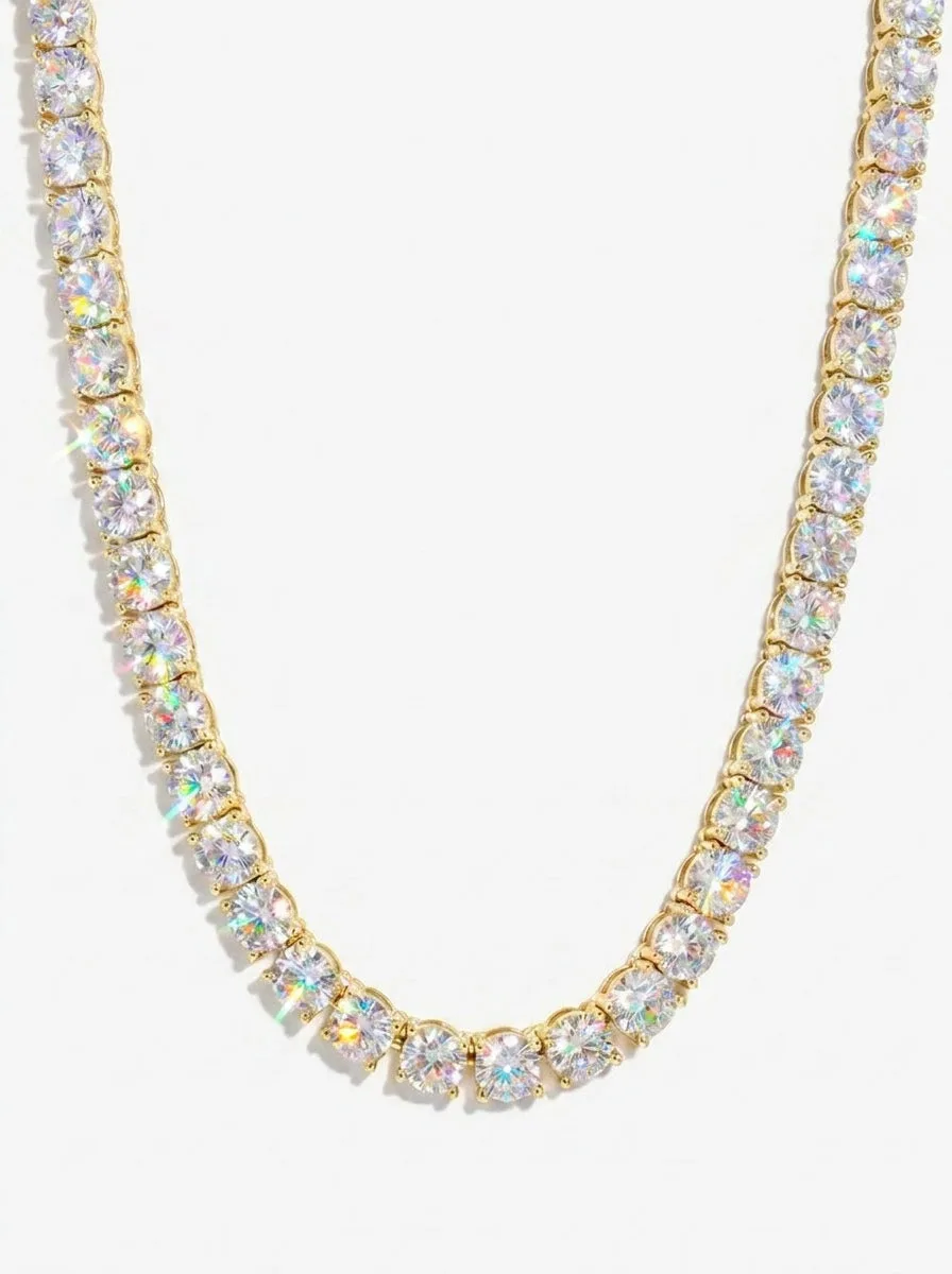 S925 Silver Moissanite Tennis Chain 14K Gold (ALL SIZES) (view 20 of 24)