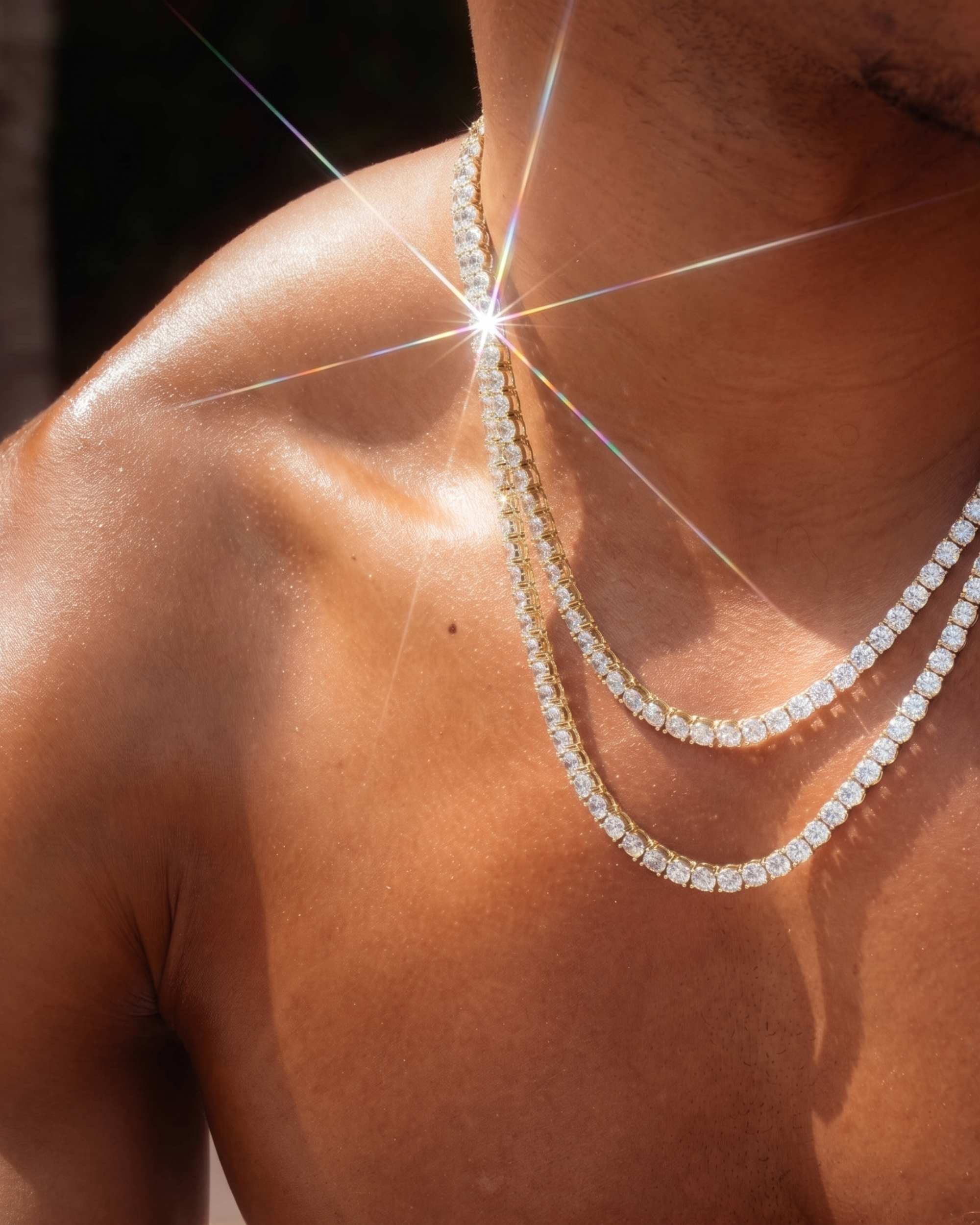 S925 Silver Moissanite Tennis Chain 14K Gold (ALL SIZES) (view 23 of 24)