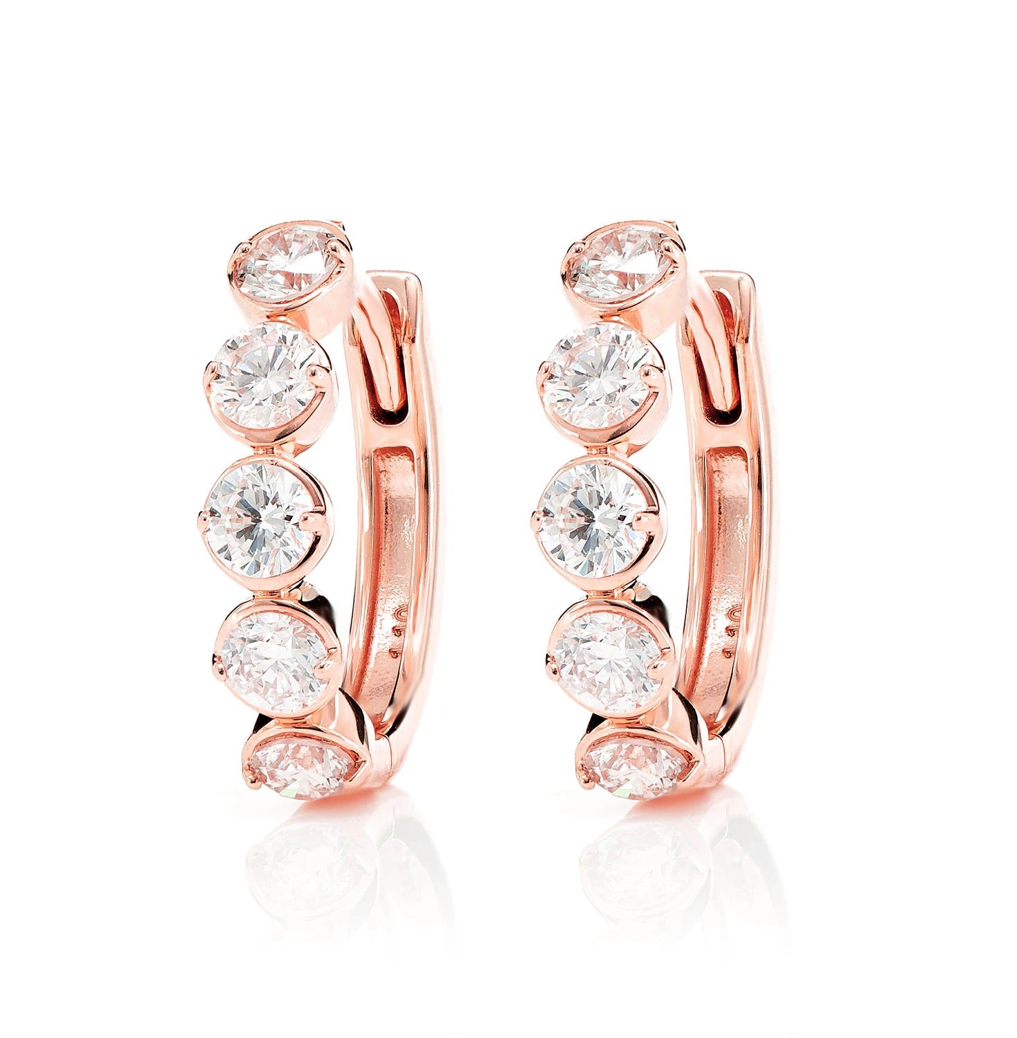 Semi Bezel Diamond Hoop Earrings - in yellow gold (view 5 of 6)