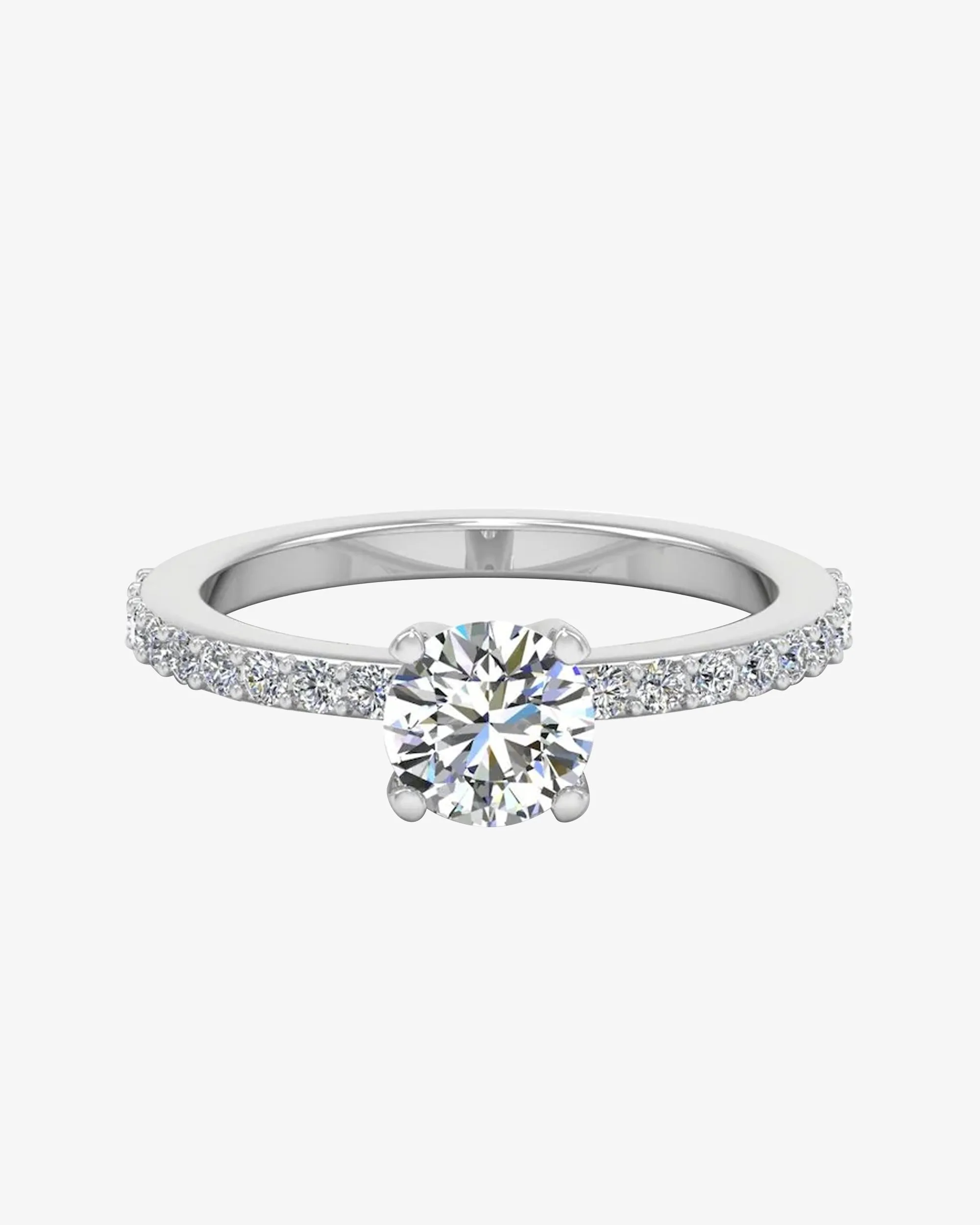 Semi Eternity Moissanite Brilliant Cut Engagement Ring - in 14k gold (view 2 of 8)