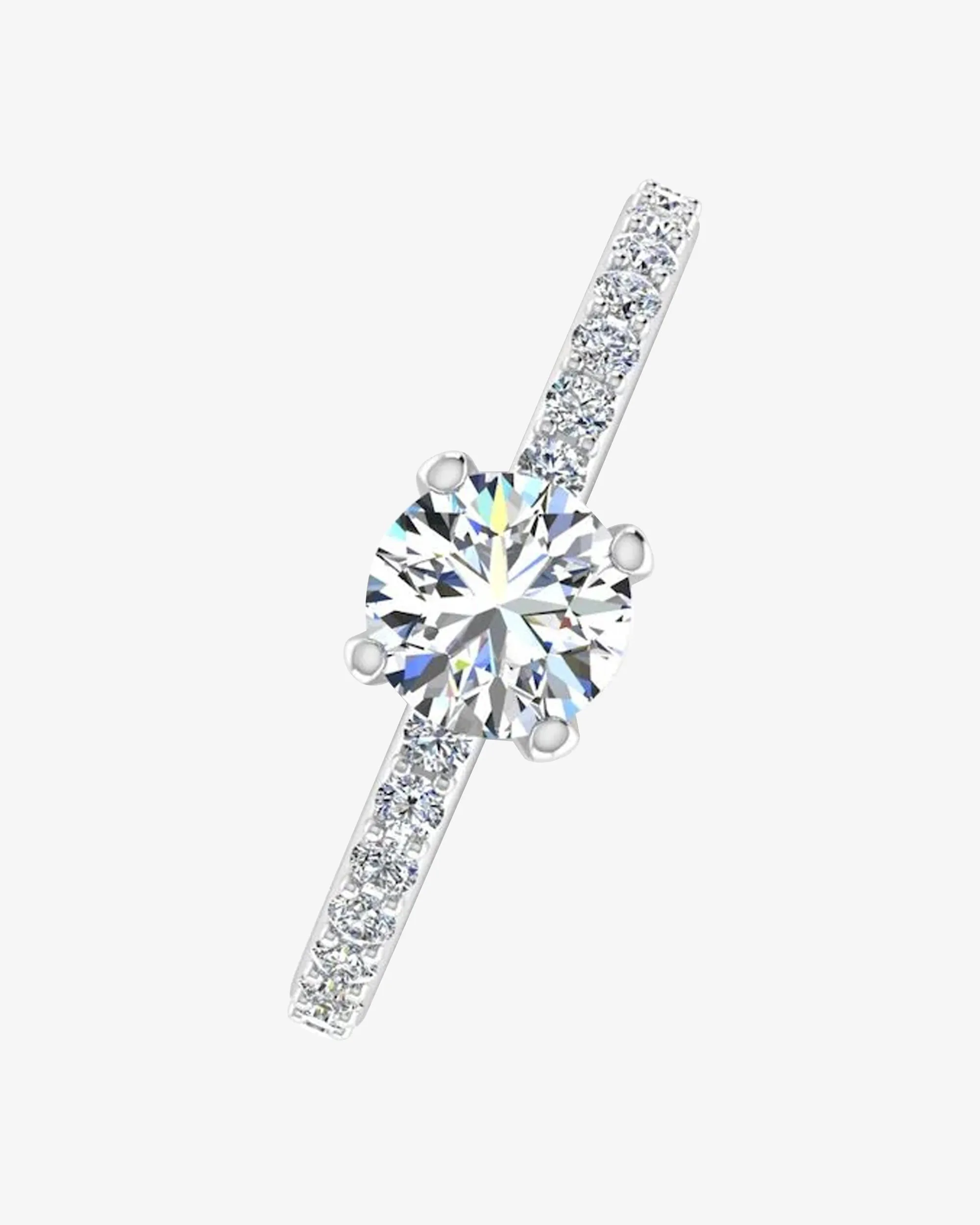 Semi Eternity Moissanite Brilliant Cut Engagement Ring - in 14k gold (view 4 of 8)