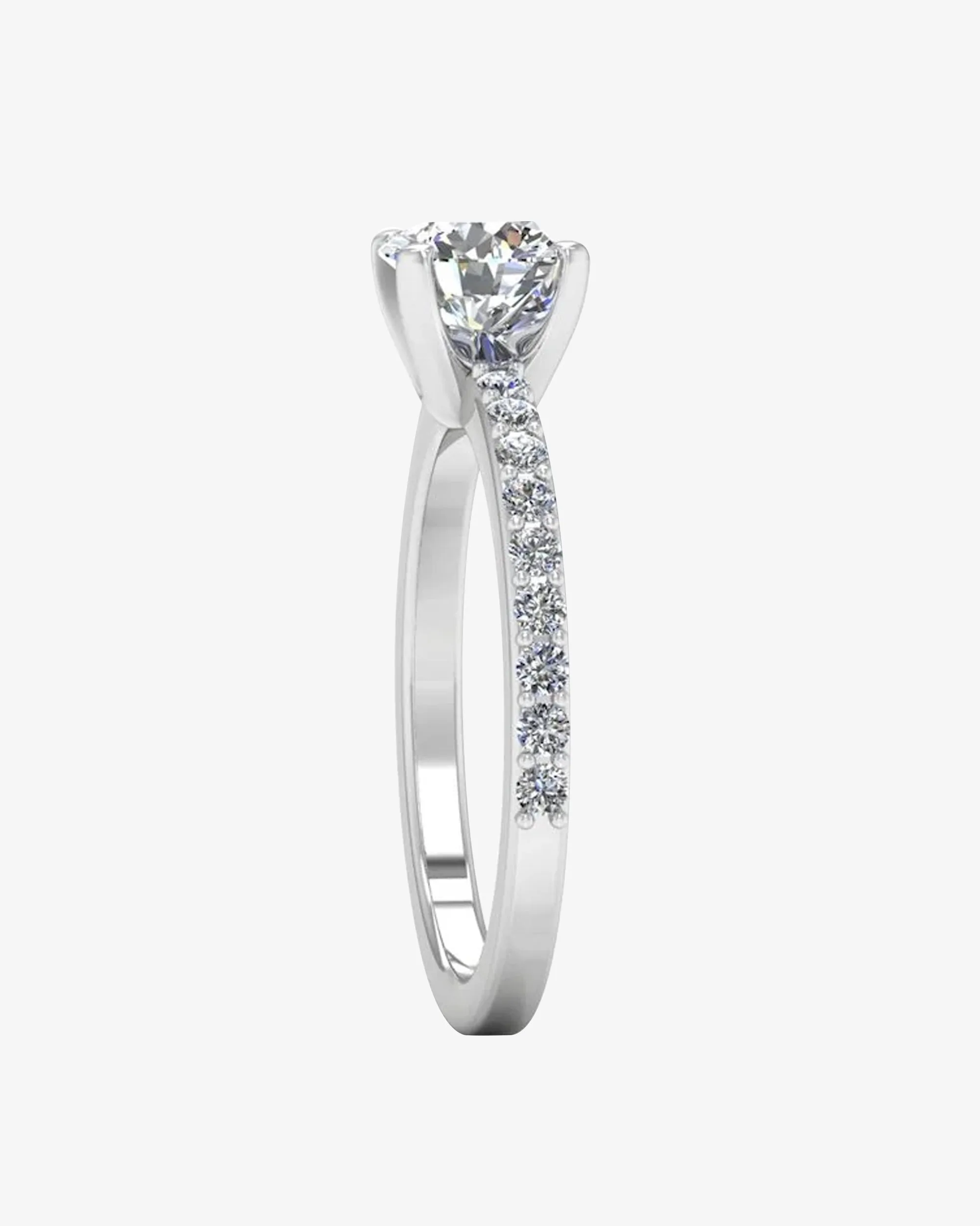 Semi Eternity Moissanite Brilliant Cut Engagement Ring - in 14k gold (view 5 of 8)