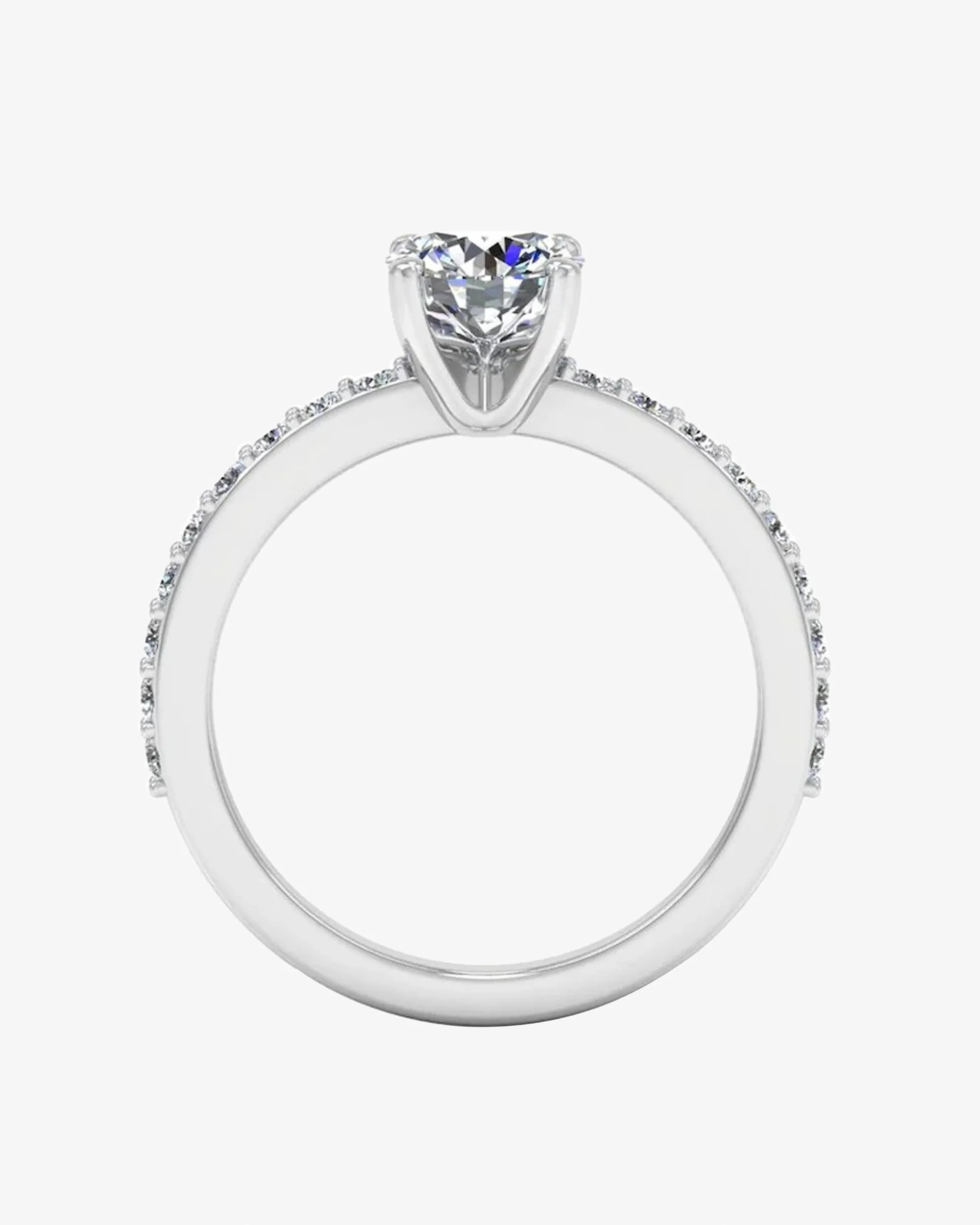 Semi Eternity Moissanite Brilliant Cut Engagement Ring - in 14k gold (view 6 of 8)