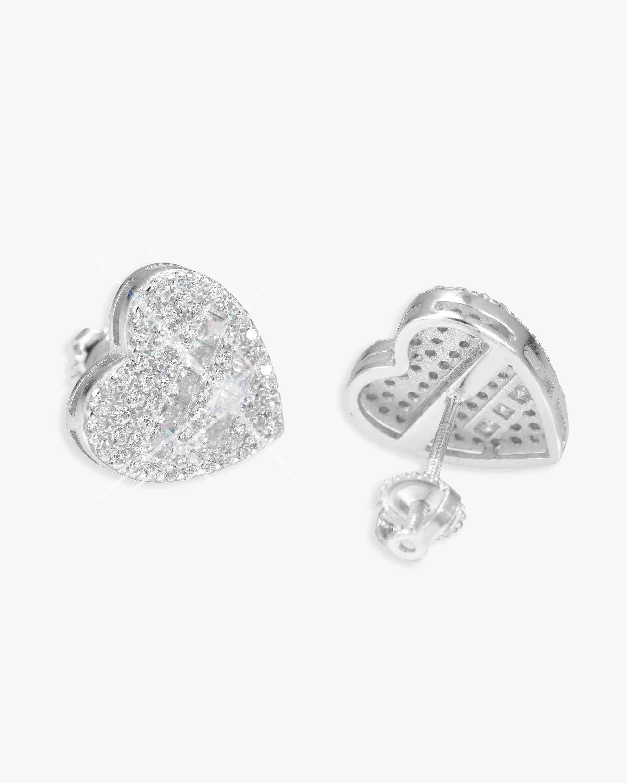 Semi Marquise Moissanite Heart Earrings 14K Gold