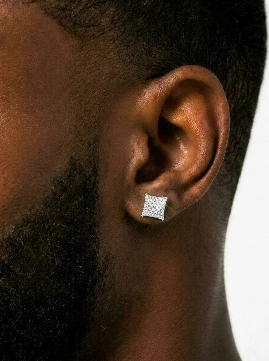 Side Halo Square Moissanite Earrings 14K Gold (view 2 of 4)