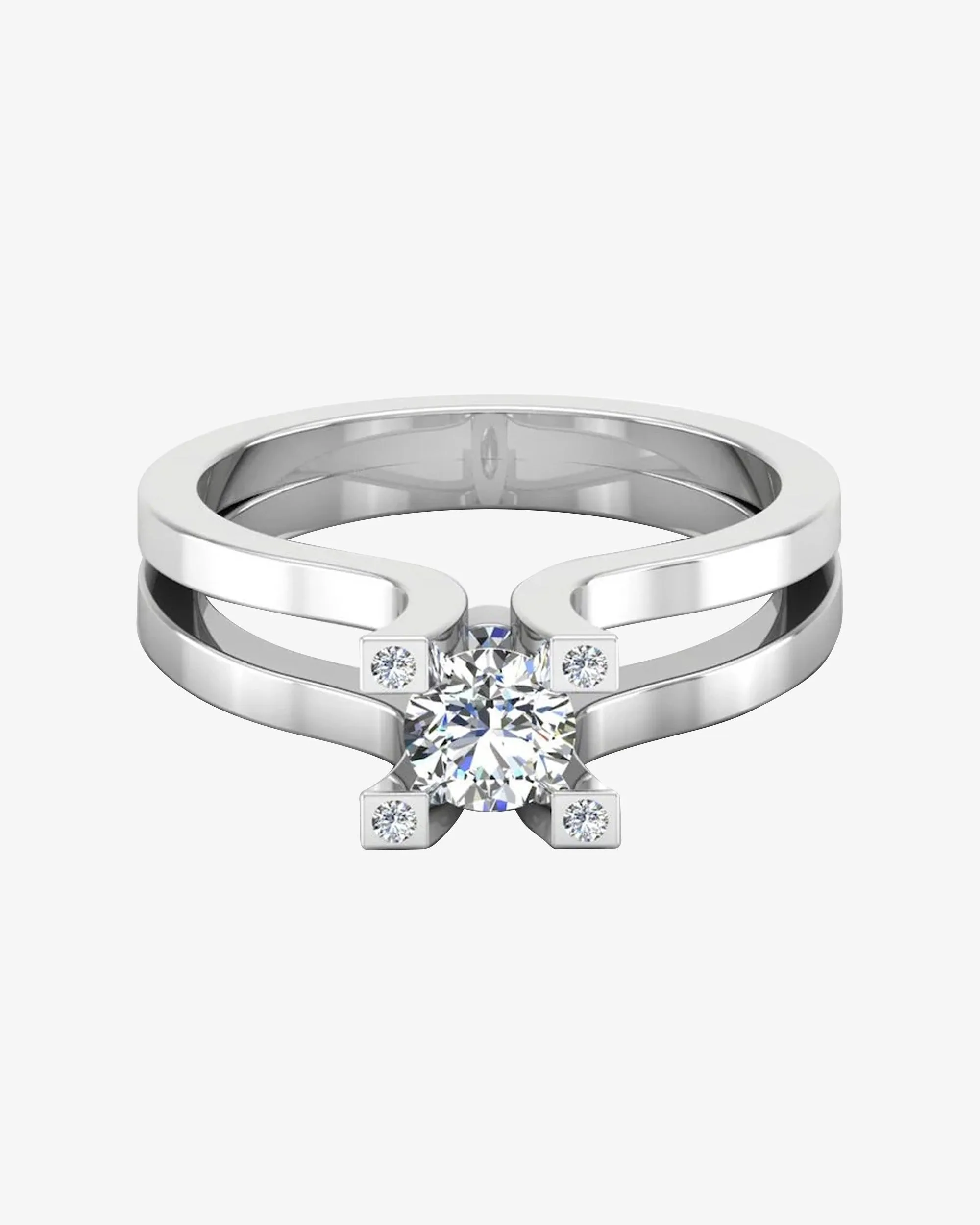 Simplistic Split Shank Moissanite Engagement Ring - in 14k gold (view 2 of 8)