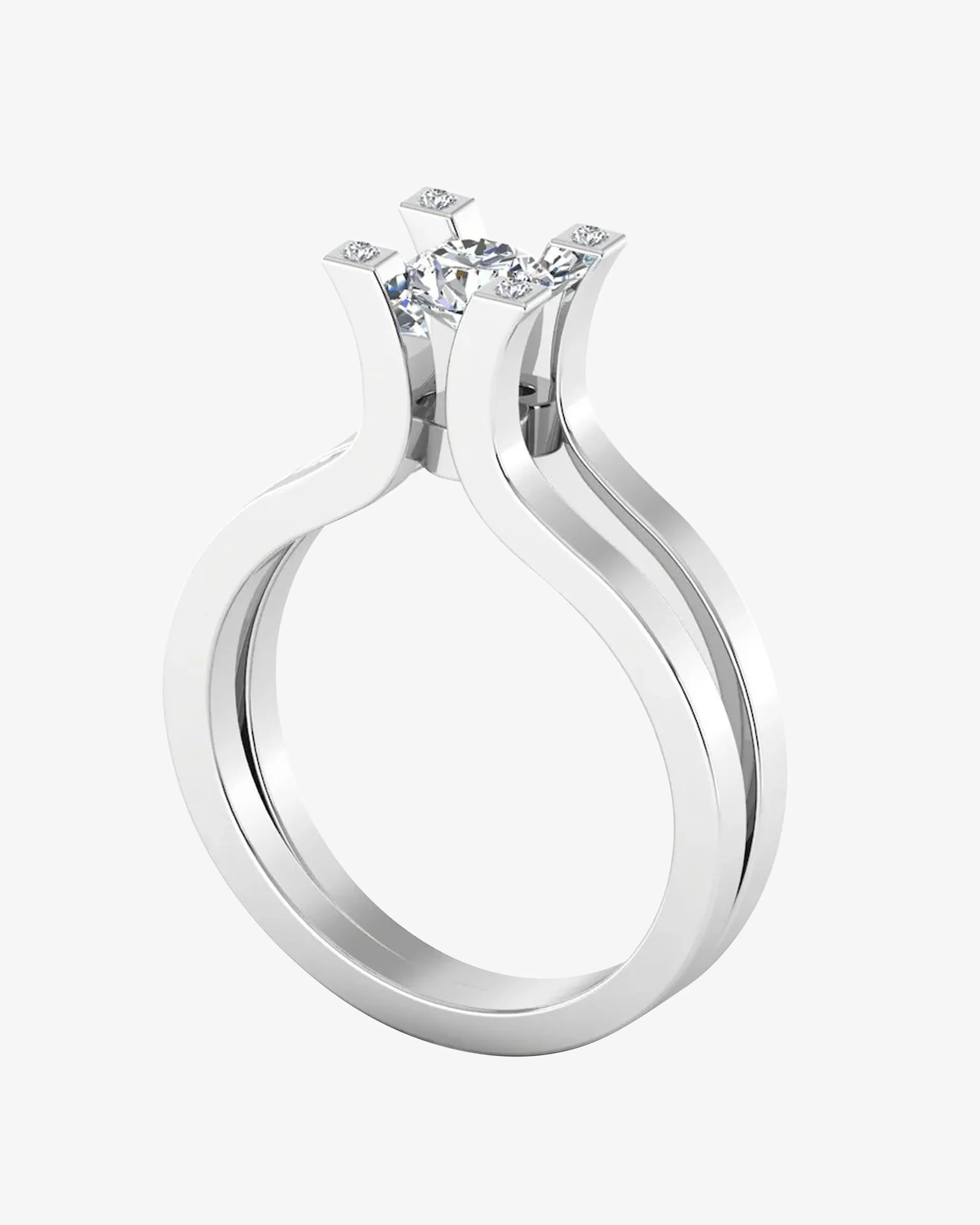 Simplistic Split Shank Moissanite Engagement Ring - in 14k gold (view 3 of 8)