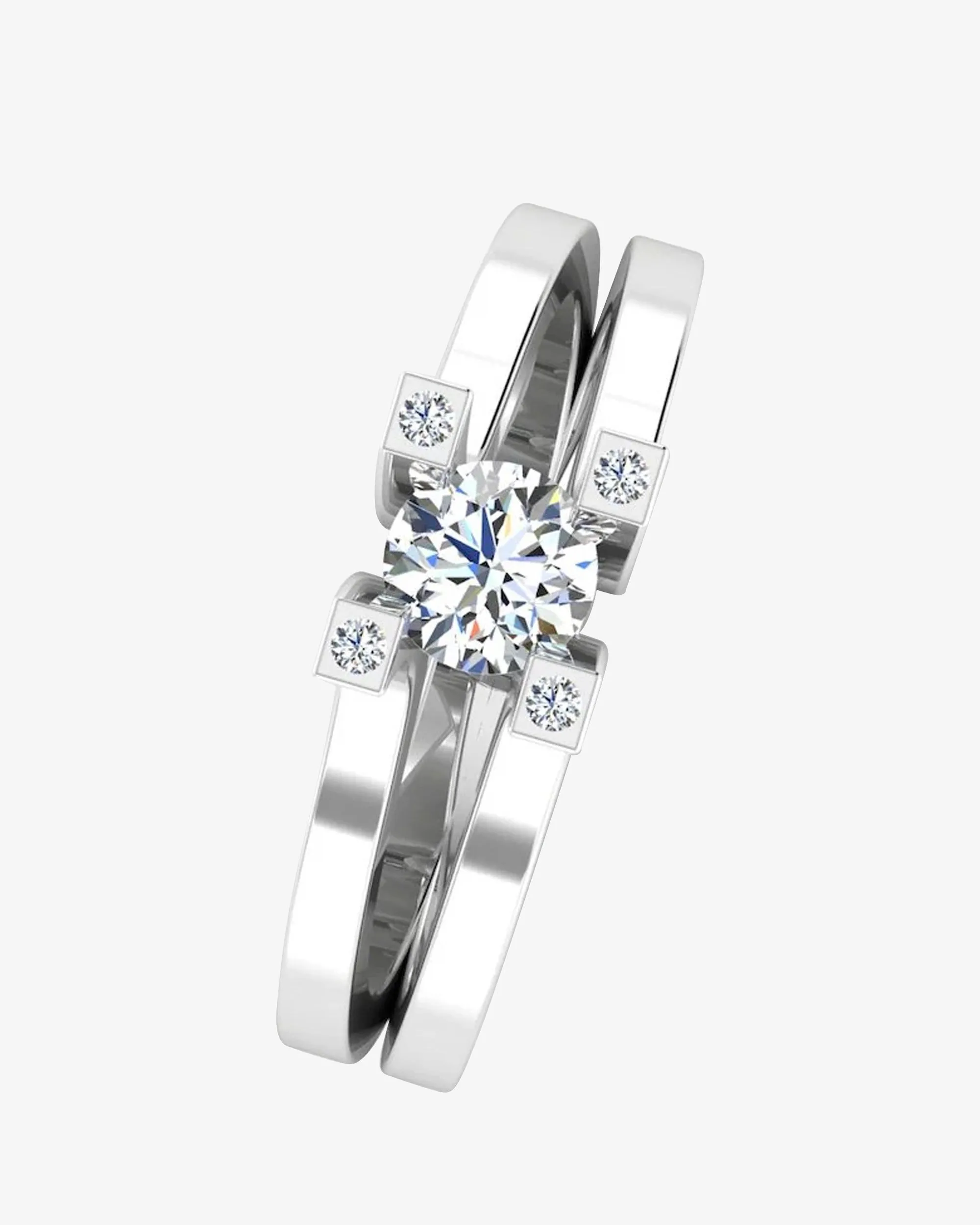 Simplistic Split Shank Moissanite Engagement Ring - in 14k gold (view 4 of 8)