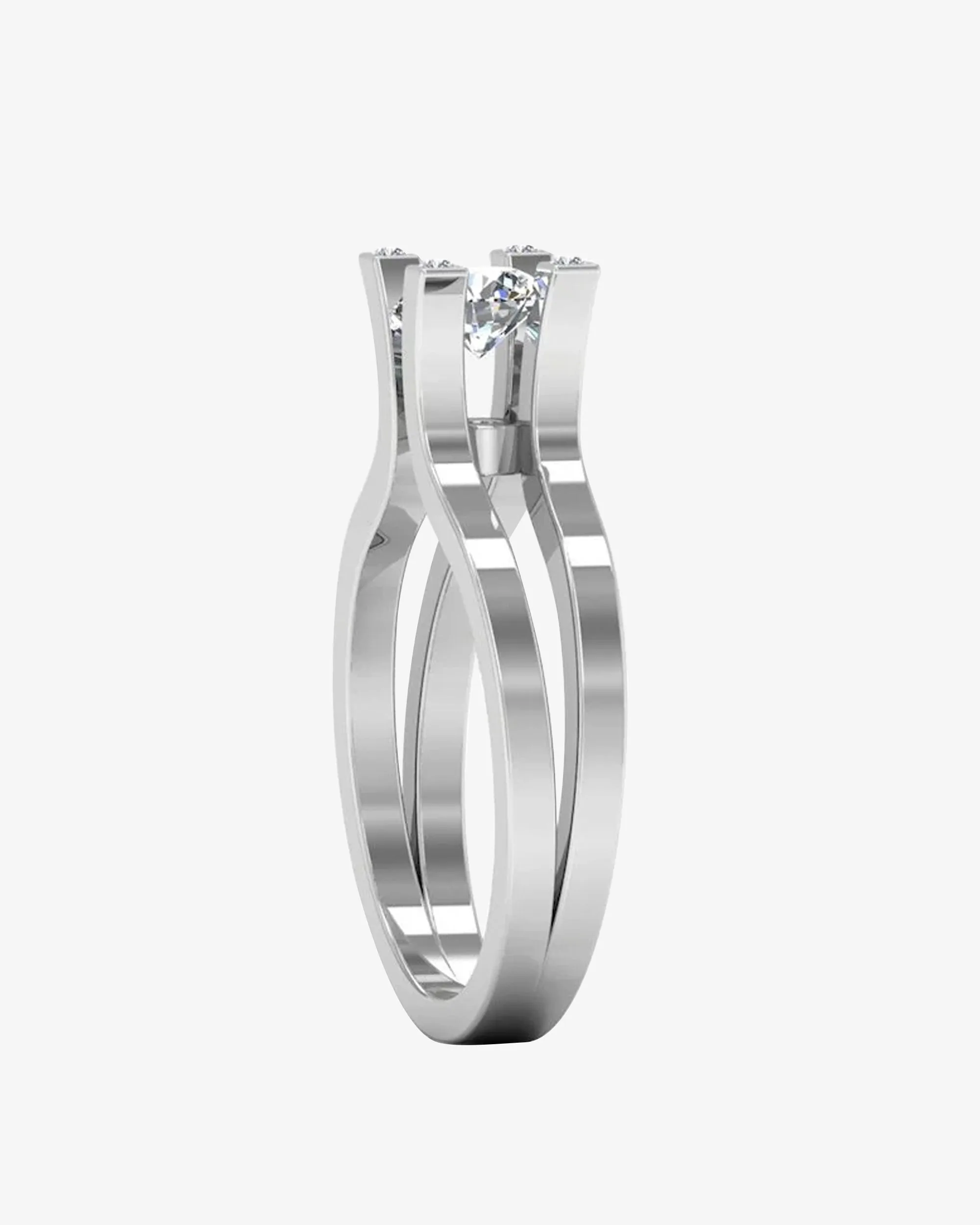 Simplistic Split Shank Moissanite Engagement Ring - in 14k gold (view 5 of 8)