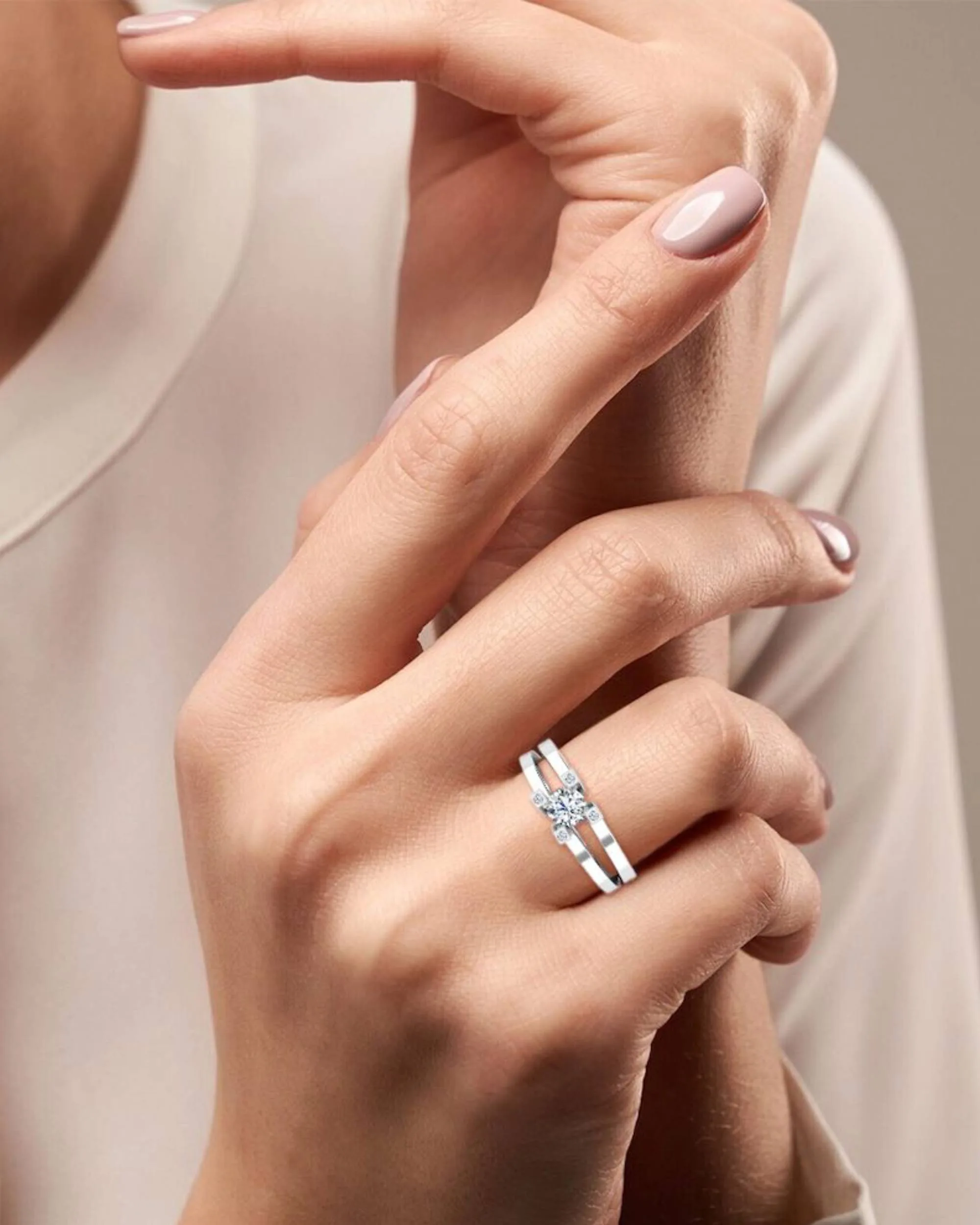 Simplistic Split Shank Moissanite Engagement Ring - in 14k gold (view 7 of 8)