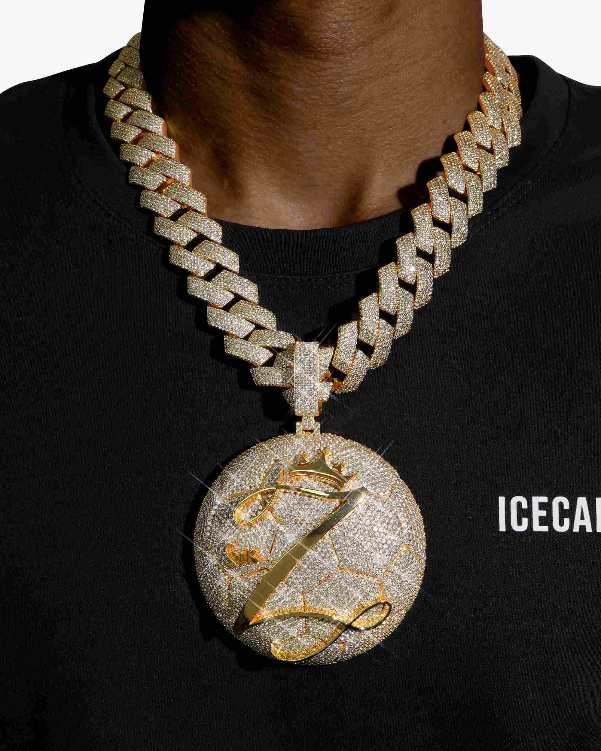 "SIR Z GOLDEN BALL" Custom Circle Pendant 14K Gold (view 2 of 3)