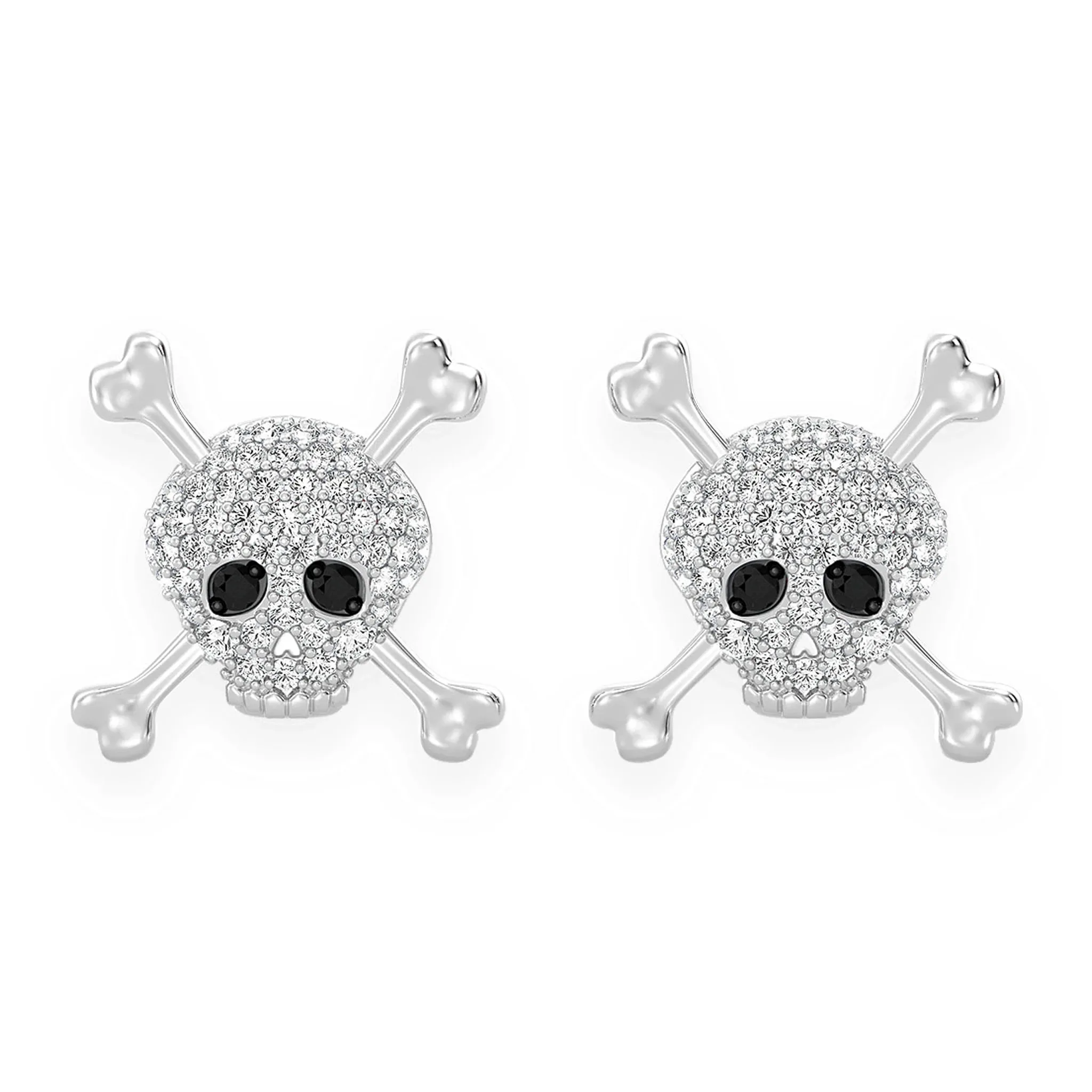 Skull & Crossbones Diamond Studs - earrings in yellow gold (view 3 of 6)