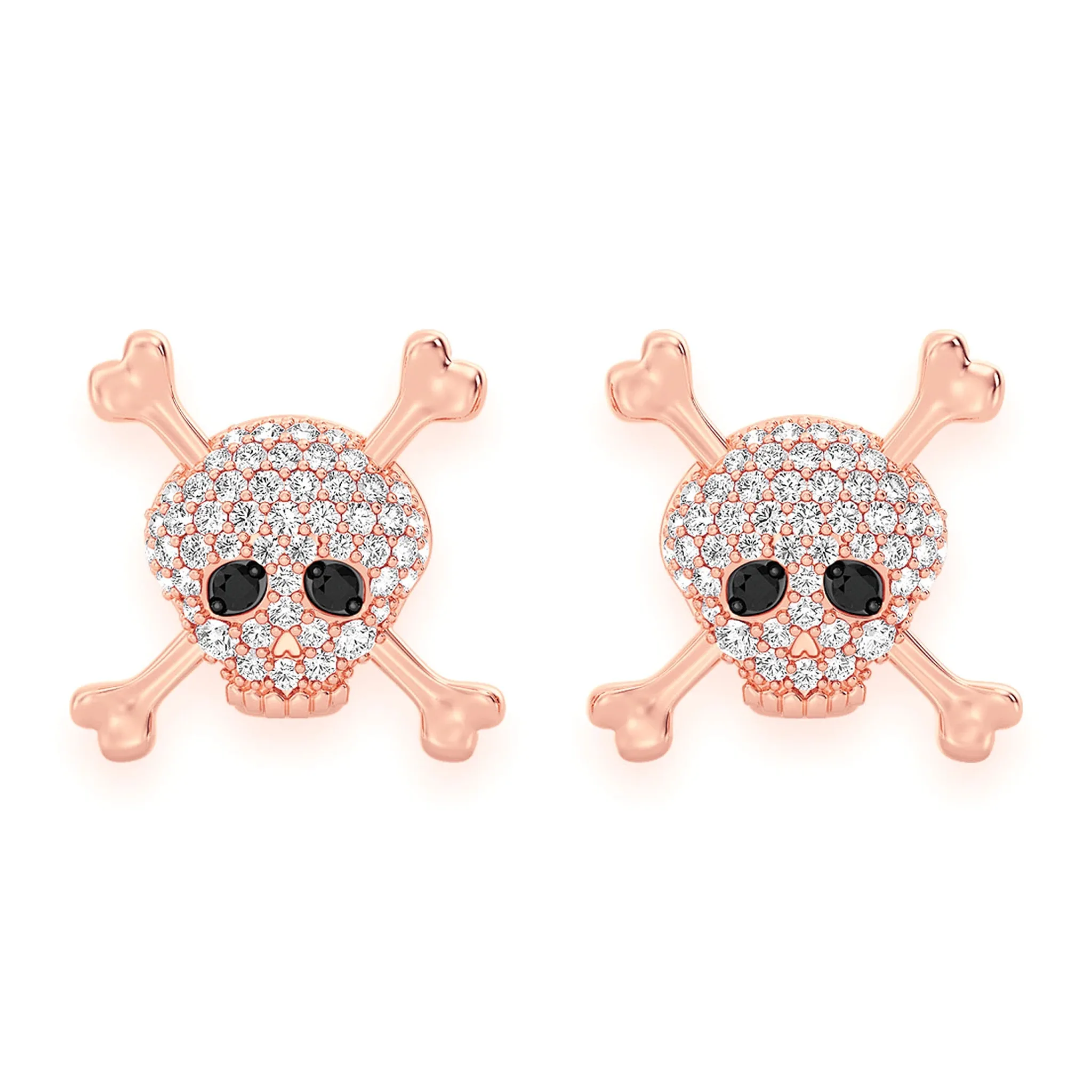 Skull & Crossbones Diamond Studs - earrings in yellow gold (view 5 of 6)