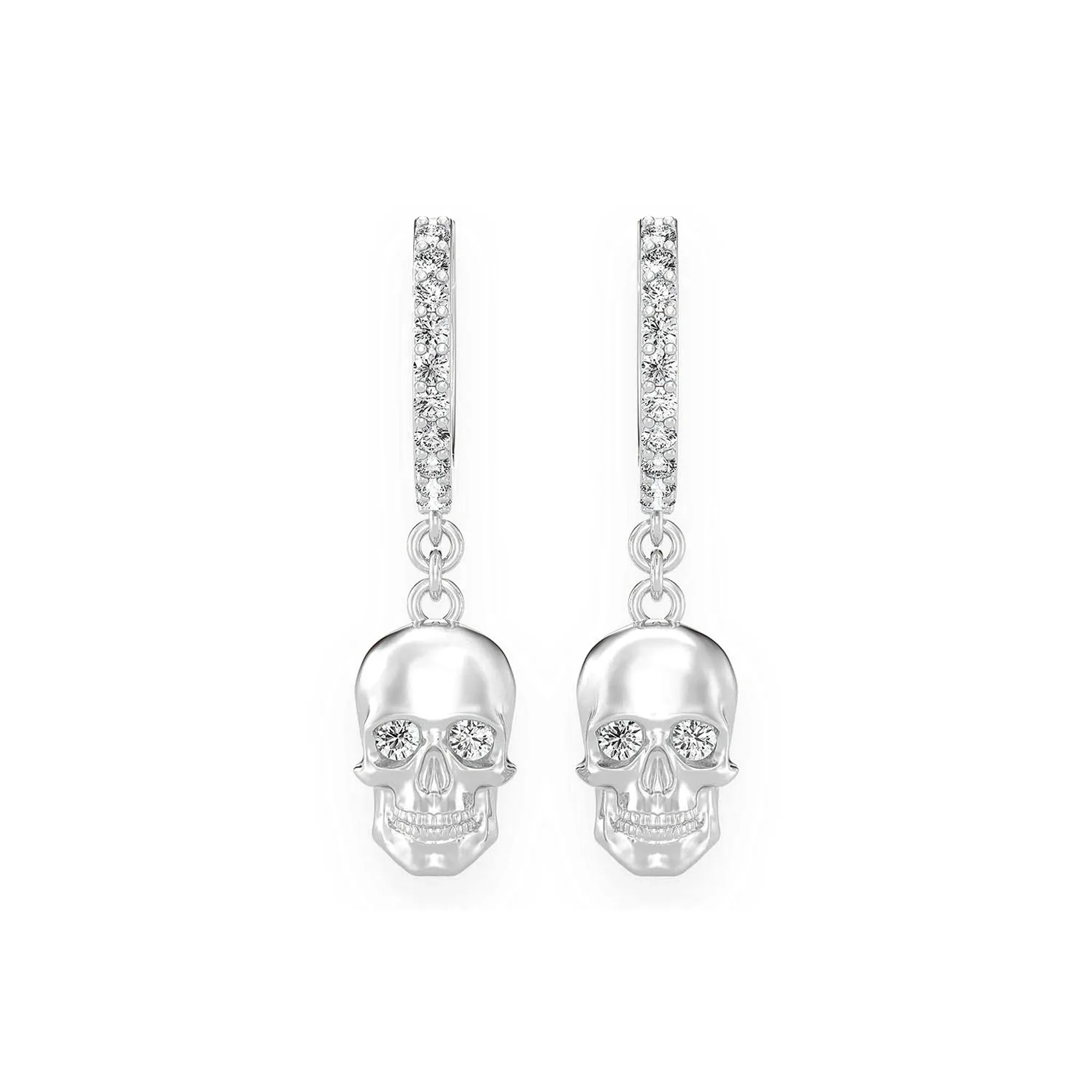 Skull Diamond Hoop Drops - earrings in yellow gold (view 3 of 6)