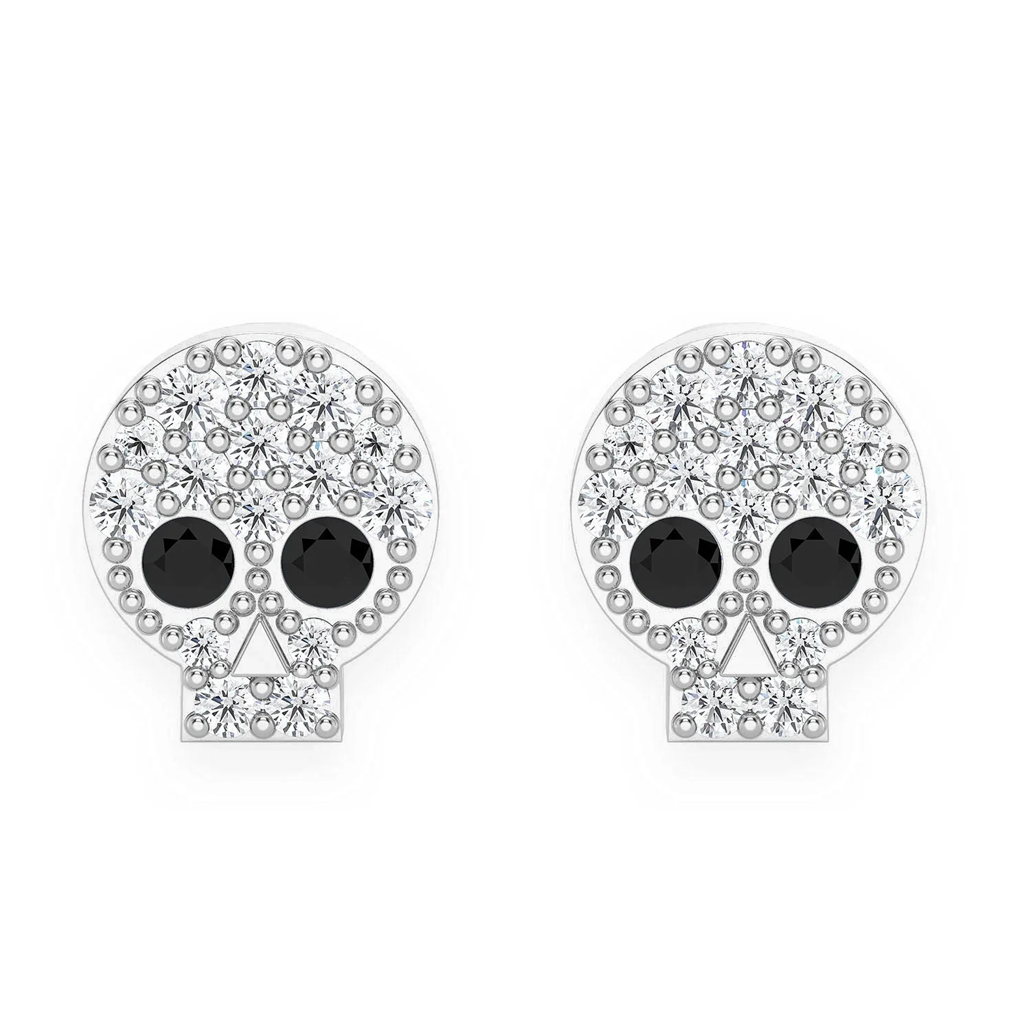 Skull Diamond Stud Earrings - in yellow gold (view 3 of 6)