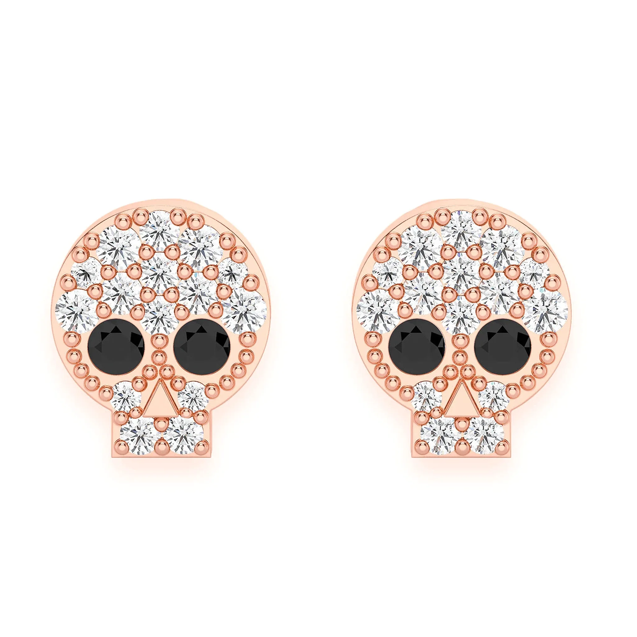 Skull Diamond Stud Earrings - in yellow gold (view 5 of 6)