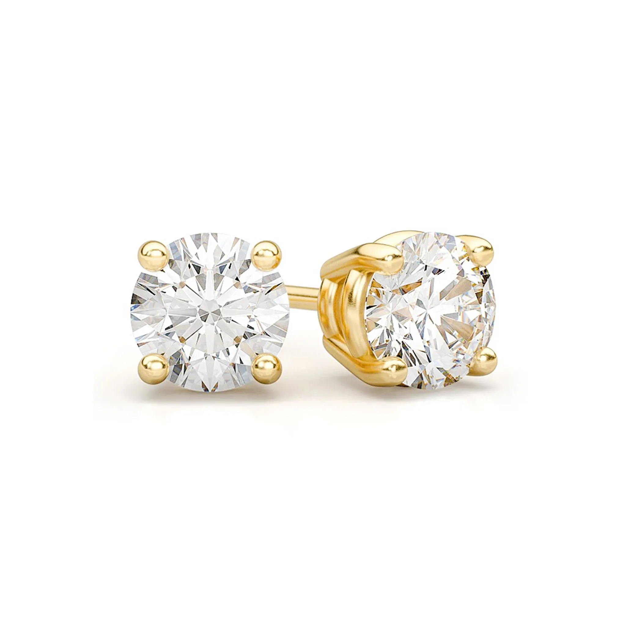 Solitaire Diamond Studs - earrings in yellow gold