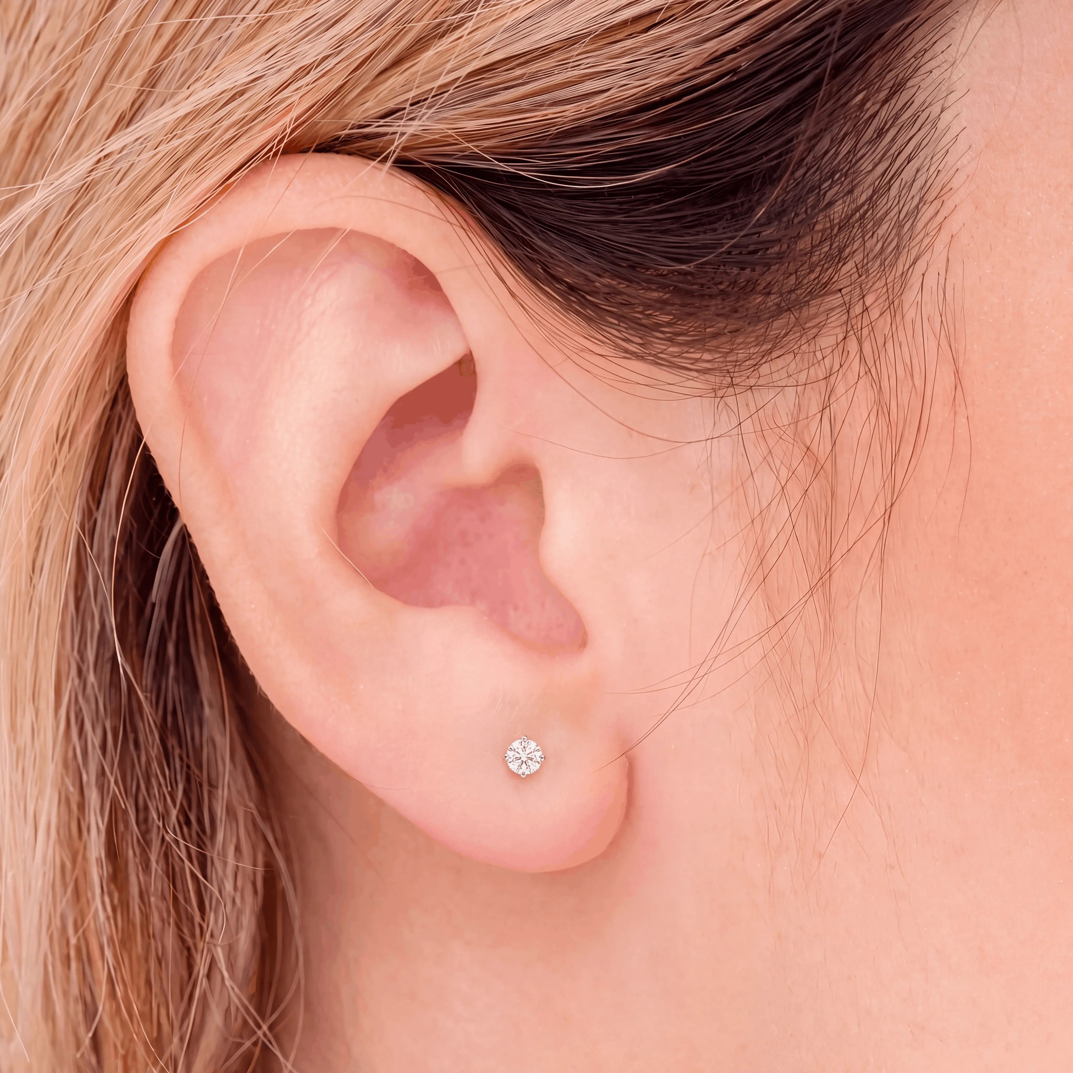 Solitaire Diamond Studs - earrings in yellow gold (view 2 of 21)