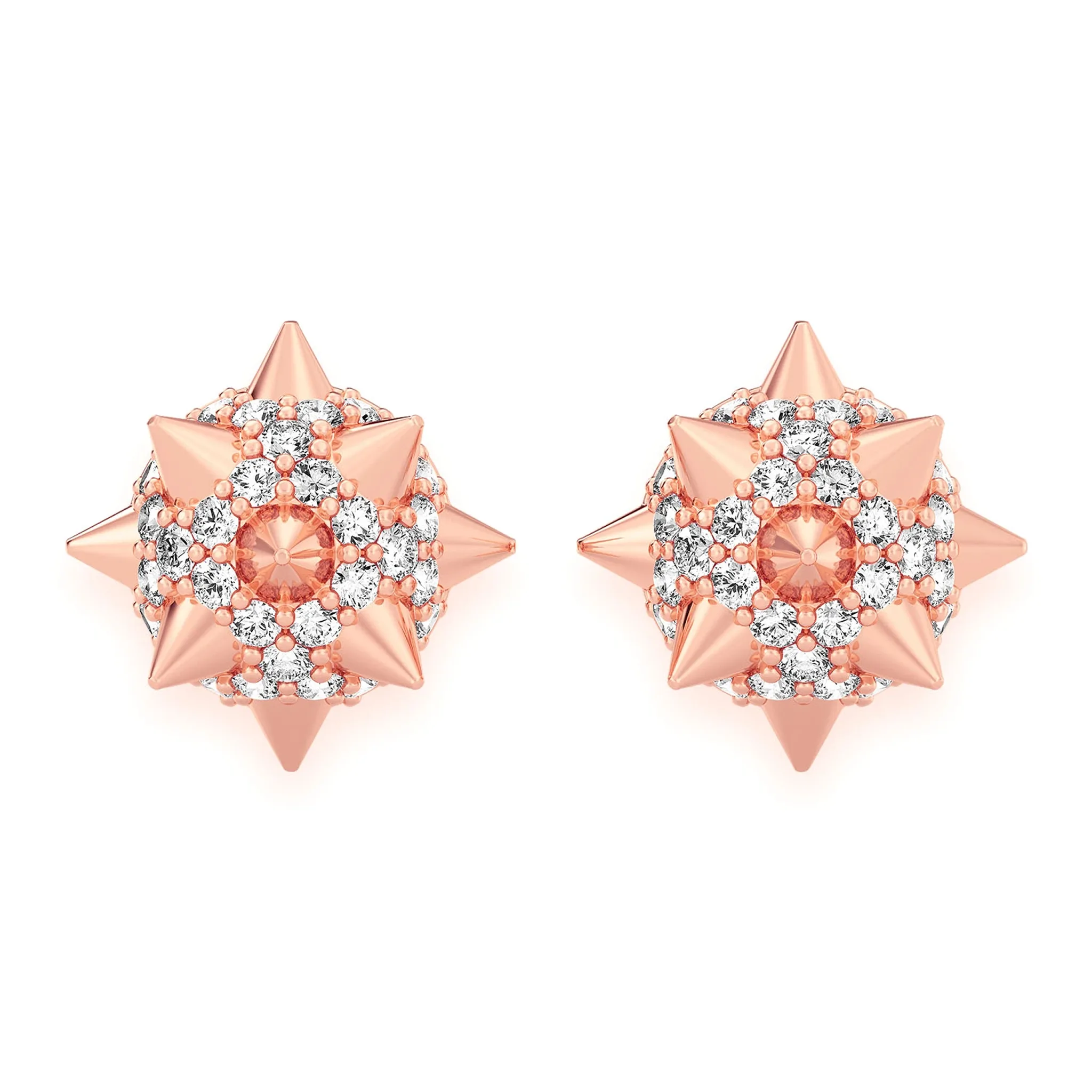 Spike Ball Diamond Stud Earrings - in yellow gold (view 5 of 6)