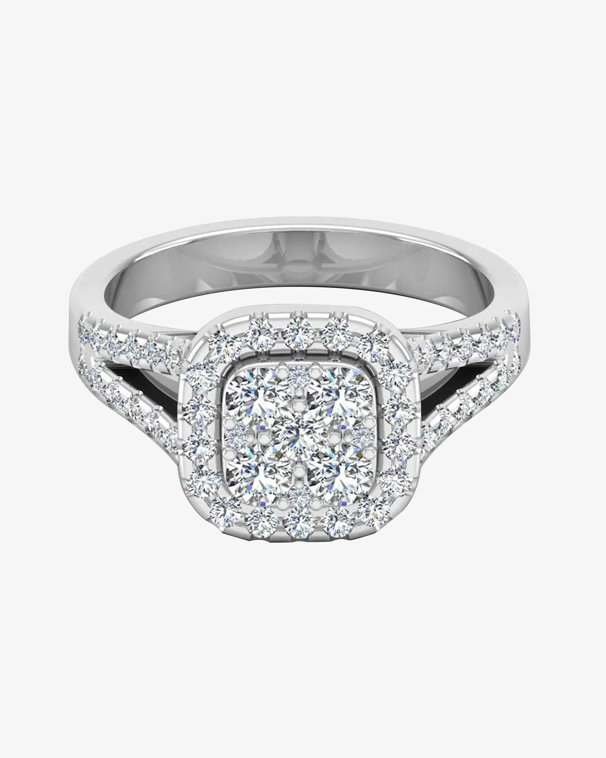 Split Shank Brilliant Cut Moissanite Engagement Ring - in 14k gold (view 2 of 8)
