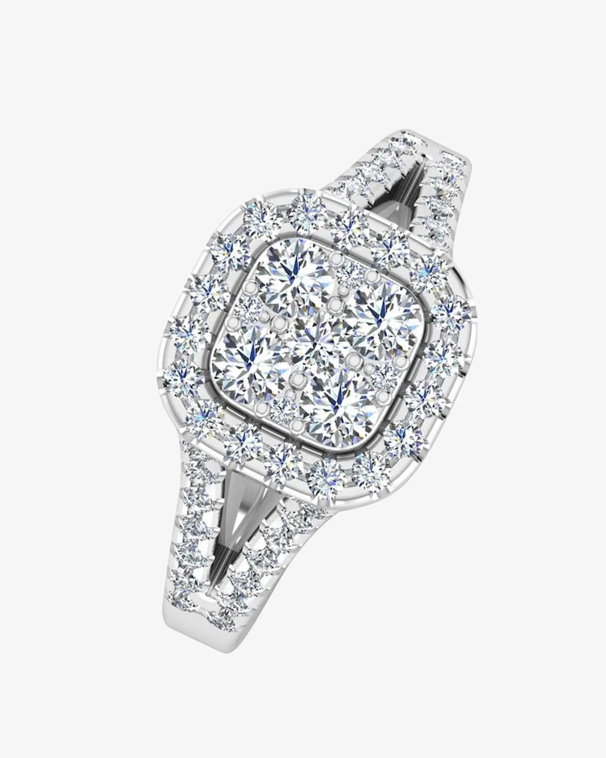 Split Shank Brilliant Cut Moissanite Engagement Ring - in 14k gold (view 3 of 8)