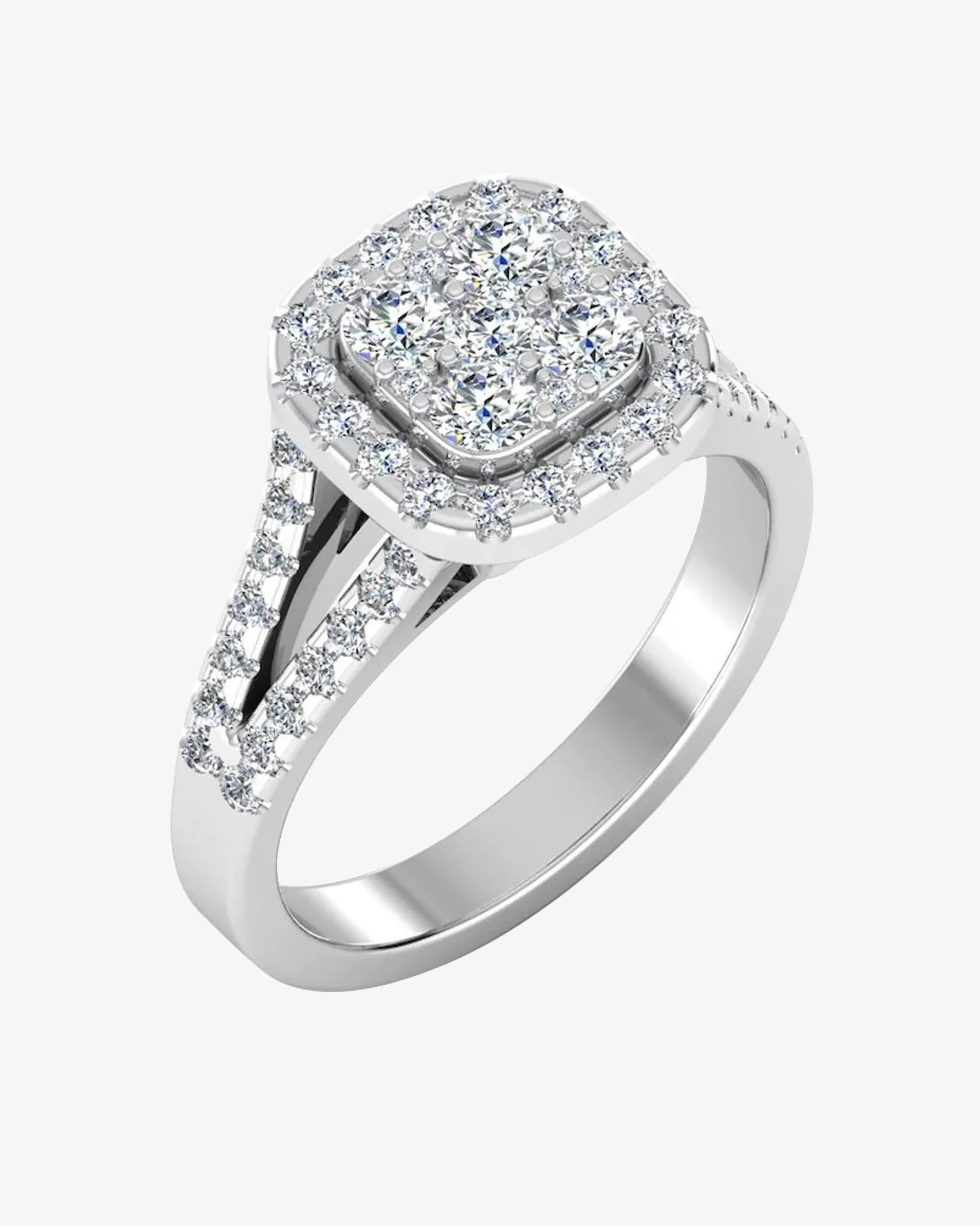 Split Shank Brilliant Cut Moissanite Engagement Ring - in 14k gold (view 4 of 8)