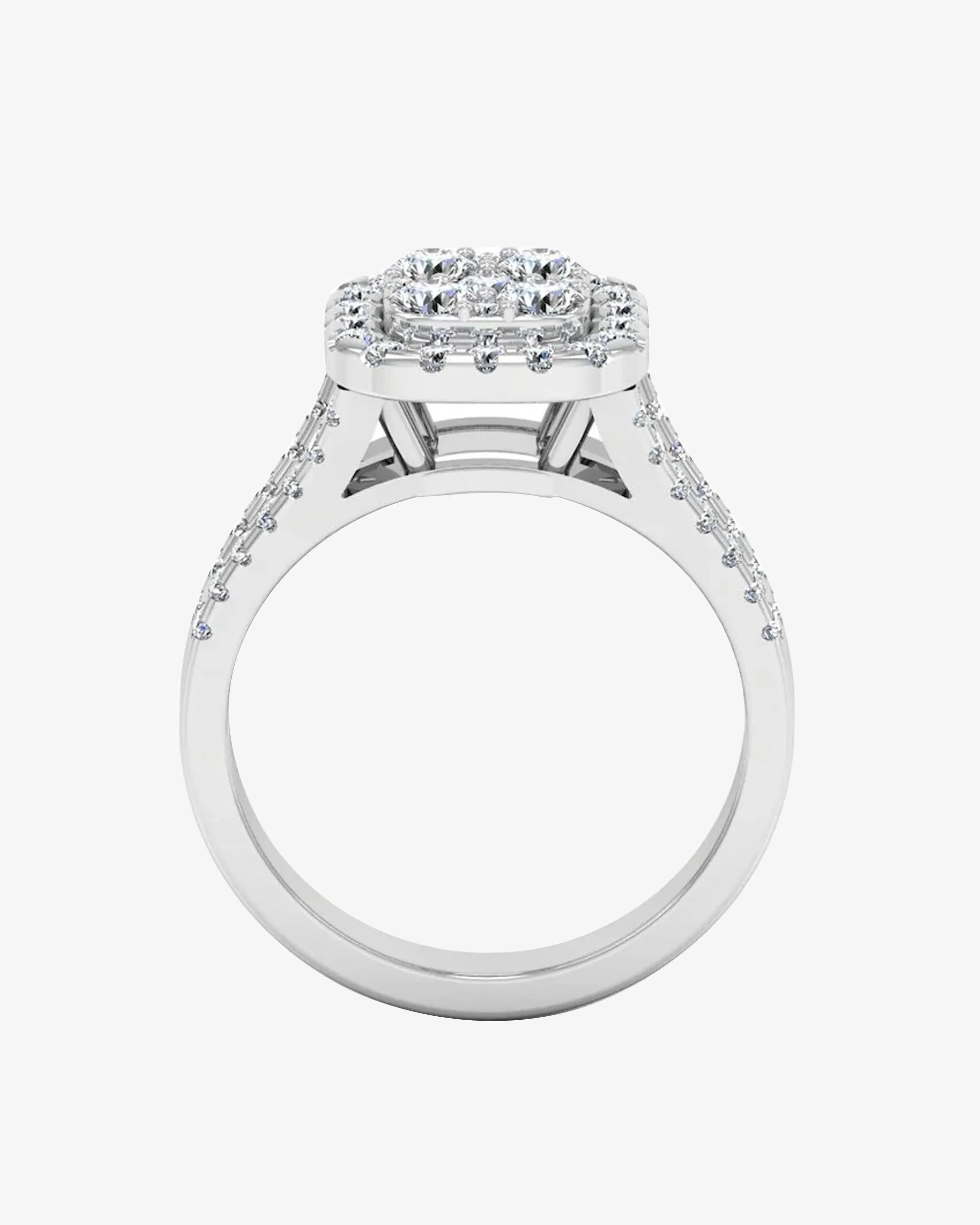 Split Shank Brilliant Cut Moissanite Engagement Ring - in 14k gold (view 5 of 8)