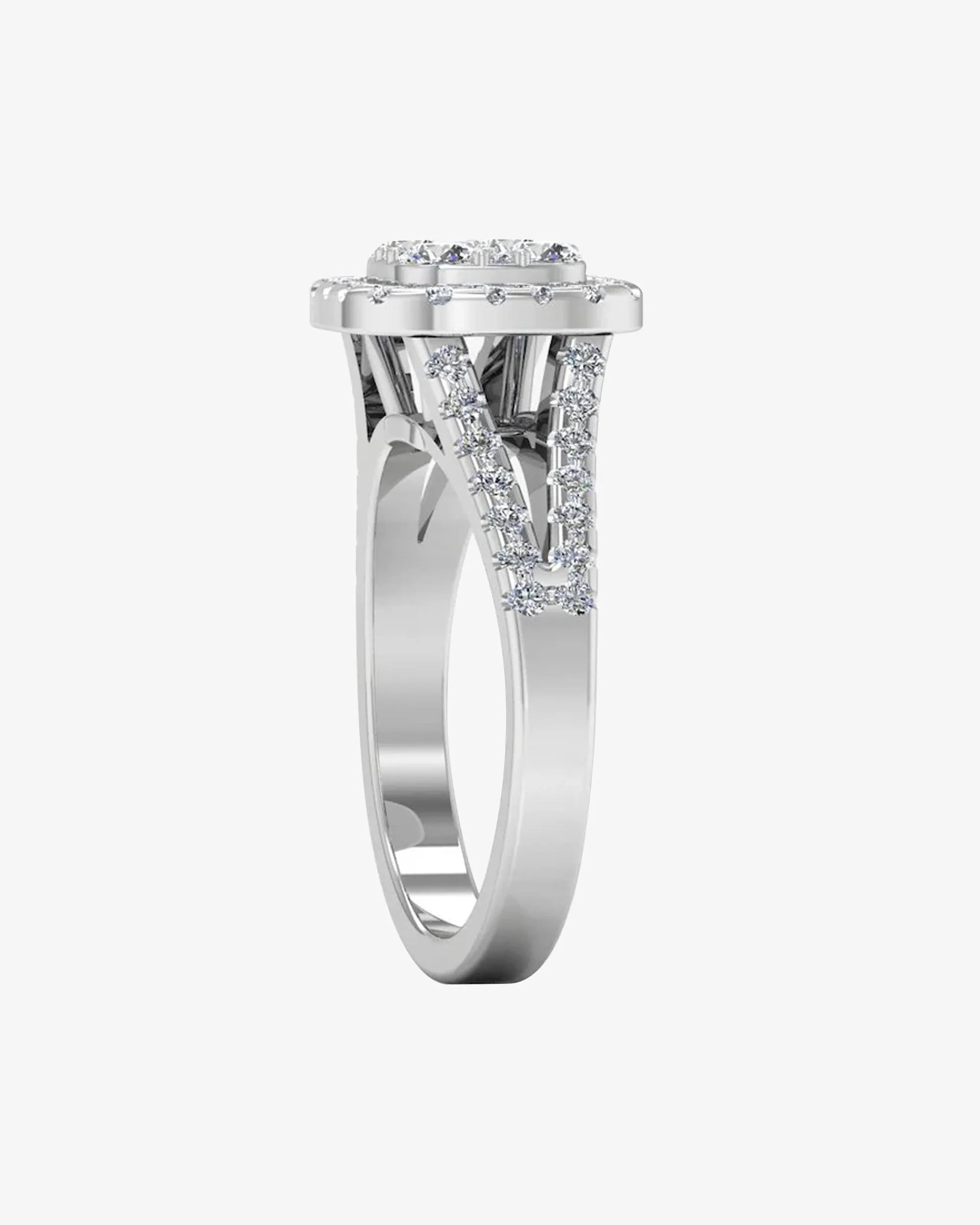 Split Shank Brilliant Cut Moissanite Engagement Ring - in 14k gold (view 6 of 8)