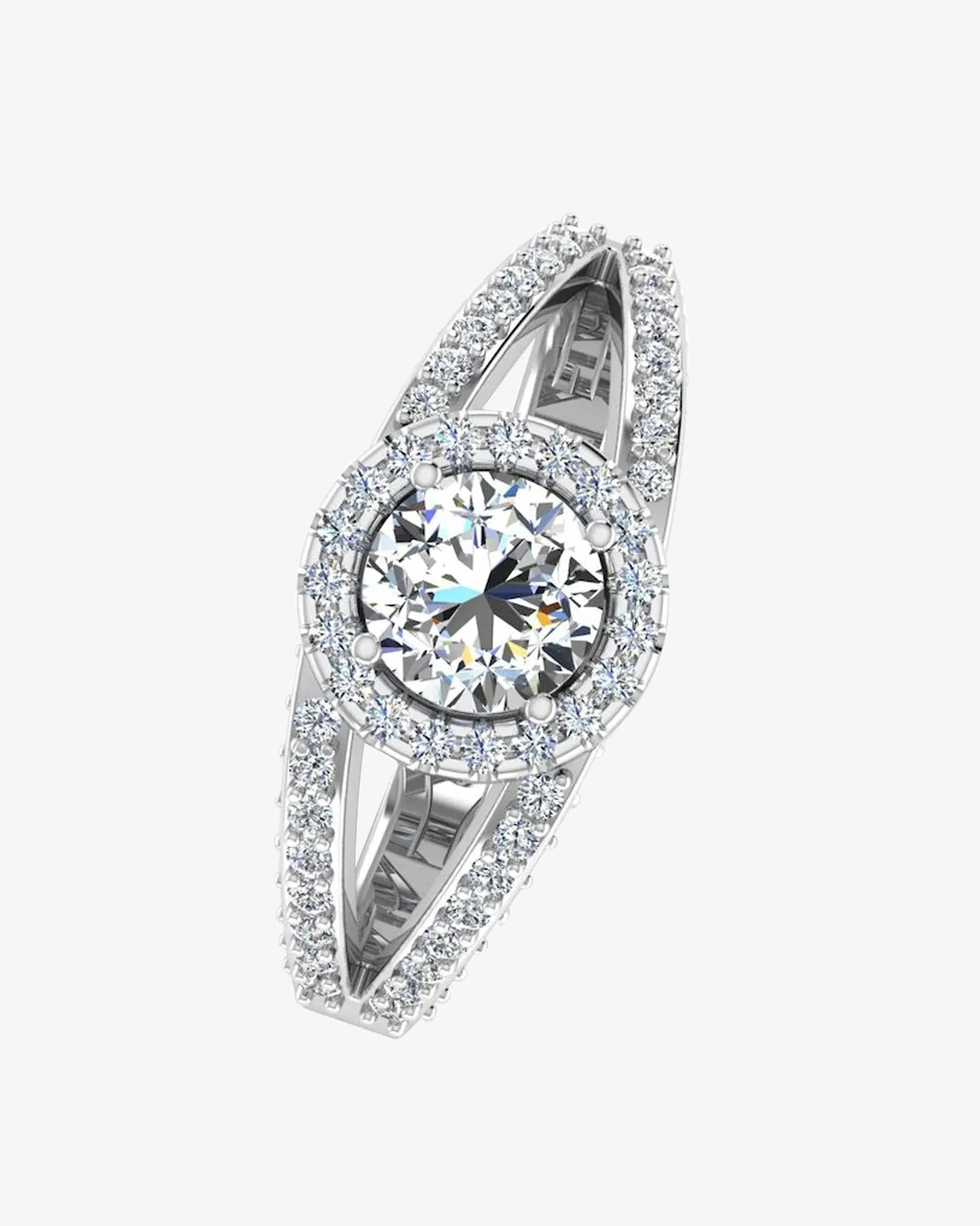 Split Shank Halo Moissanite Engagement Ring - in 14k gold (view 4 of 8)