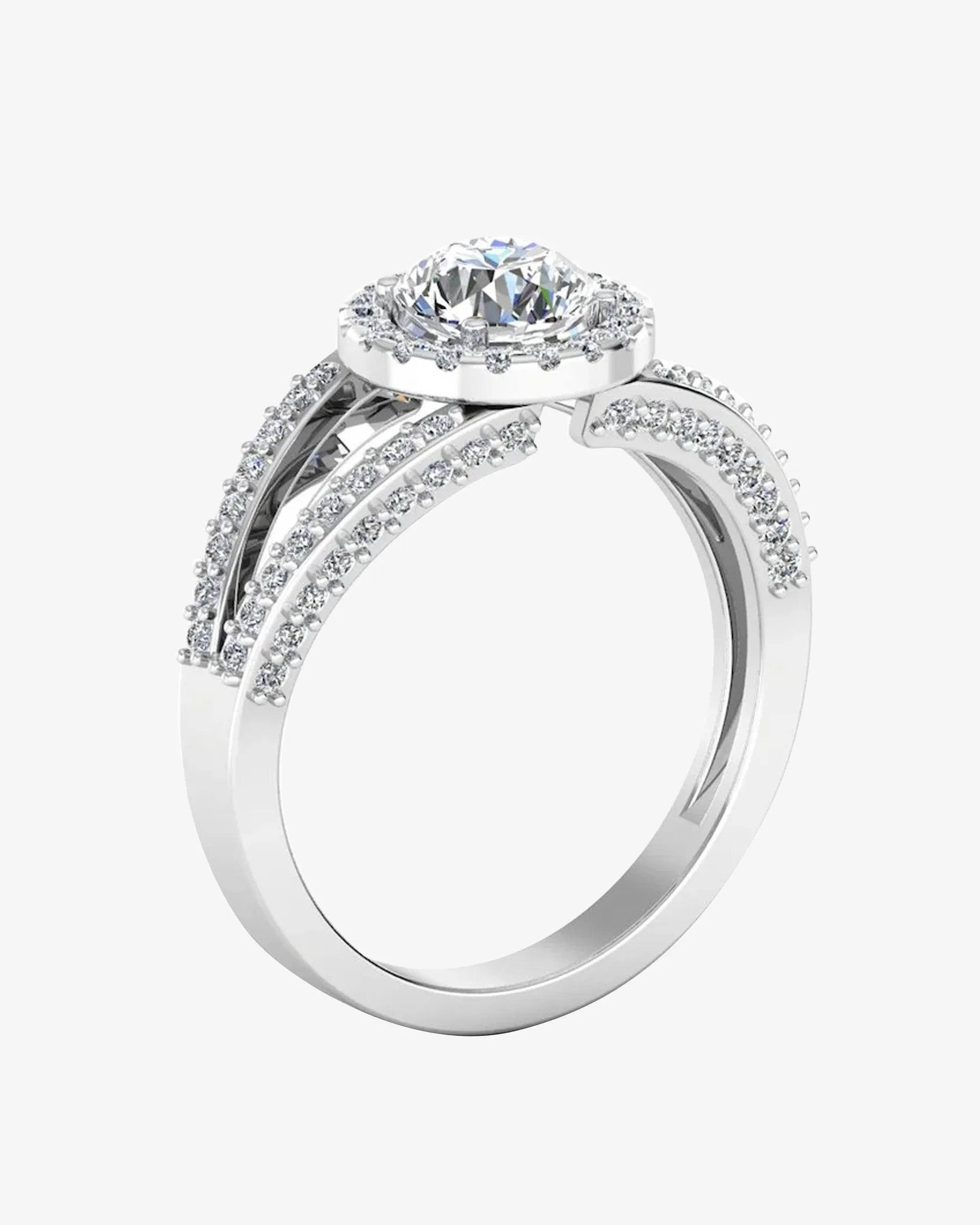 Split Shank Halo Moissanite Engagement Ring - in 14k gold (view 5 of 8)