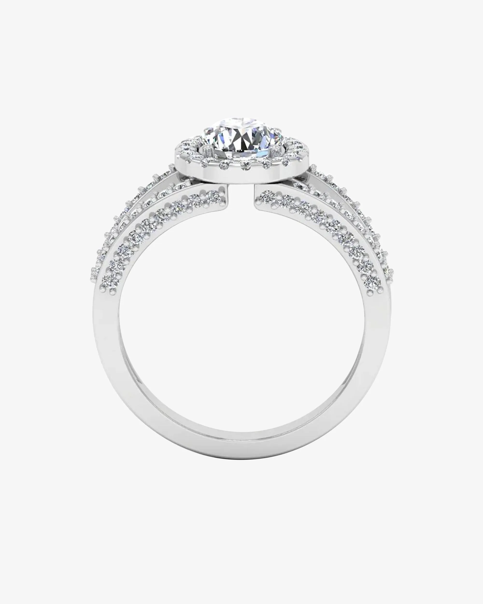 Split Shank Halo Moissanite Engagement Ring - in 14k gold (view 6 of 8)