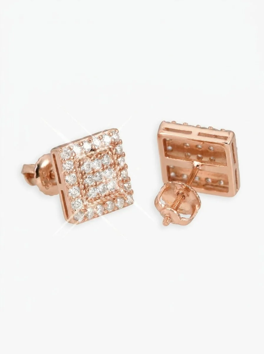 Square Wire Moissanite Earrings 14K Gold (view 3 of 9)