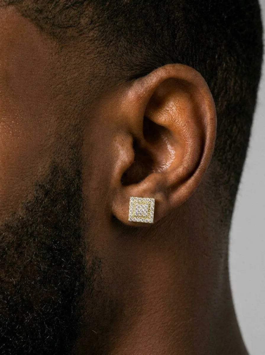 Square Wire Moissanite Earrings 14K Gold (view 5 of 9)